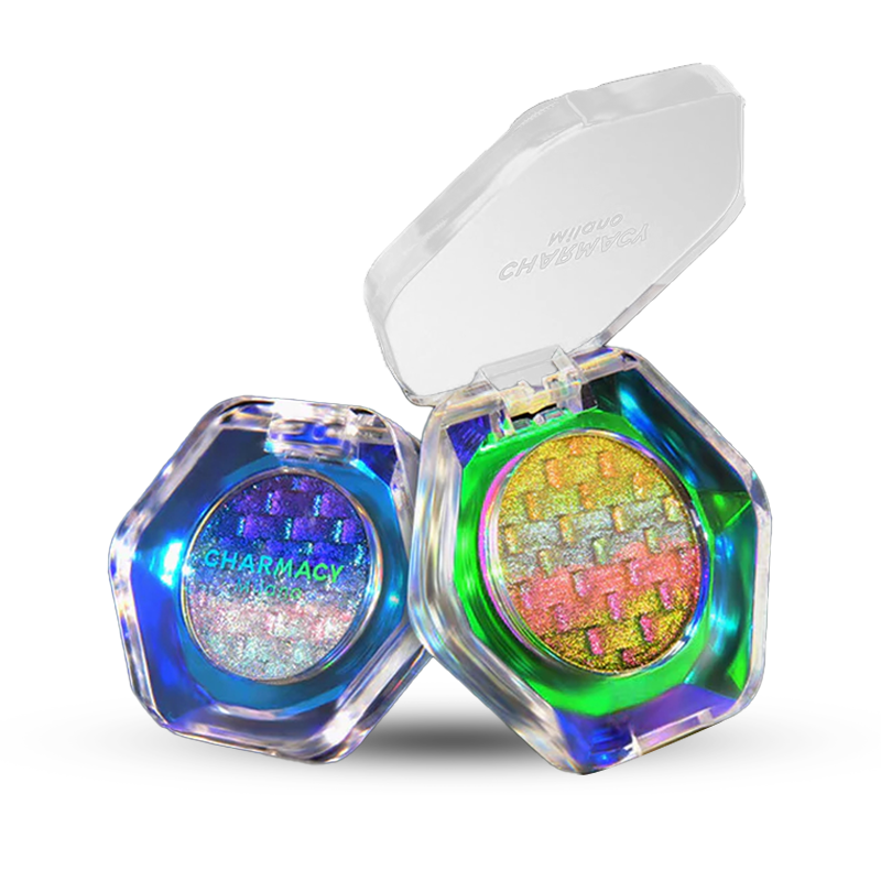 CHARMACY Chameleon Rainbow Flash Highlighter & Eyeshadow Palette - Long Lasting Pigmented Makeup for Party, Festival & Night Out Glam Looks
