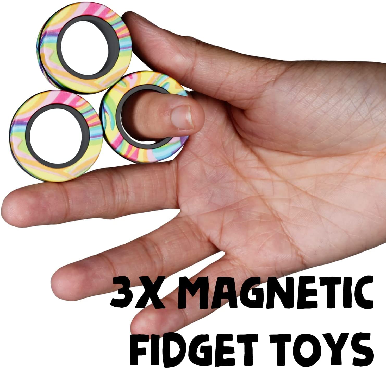 Steemjoey Magnetic Fidget Rings - Stress Relief & Anxiety Therapy Toys for ADHD, Adults & Kids - Perfect for Office, School & Travel - Fun Sensory Fidget Pack for Focus & Relaxation