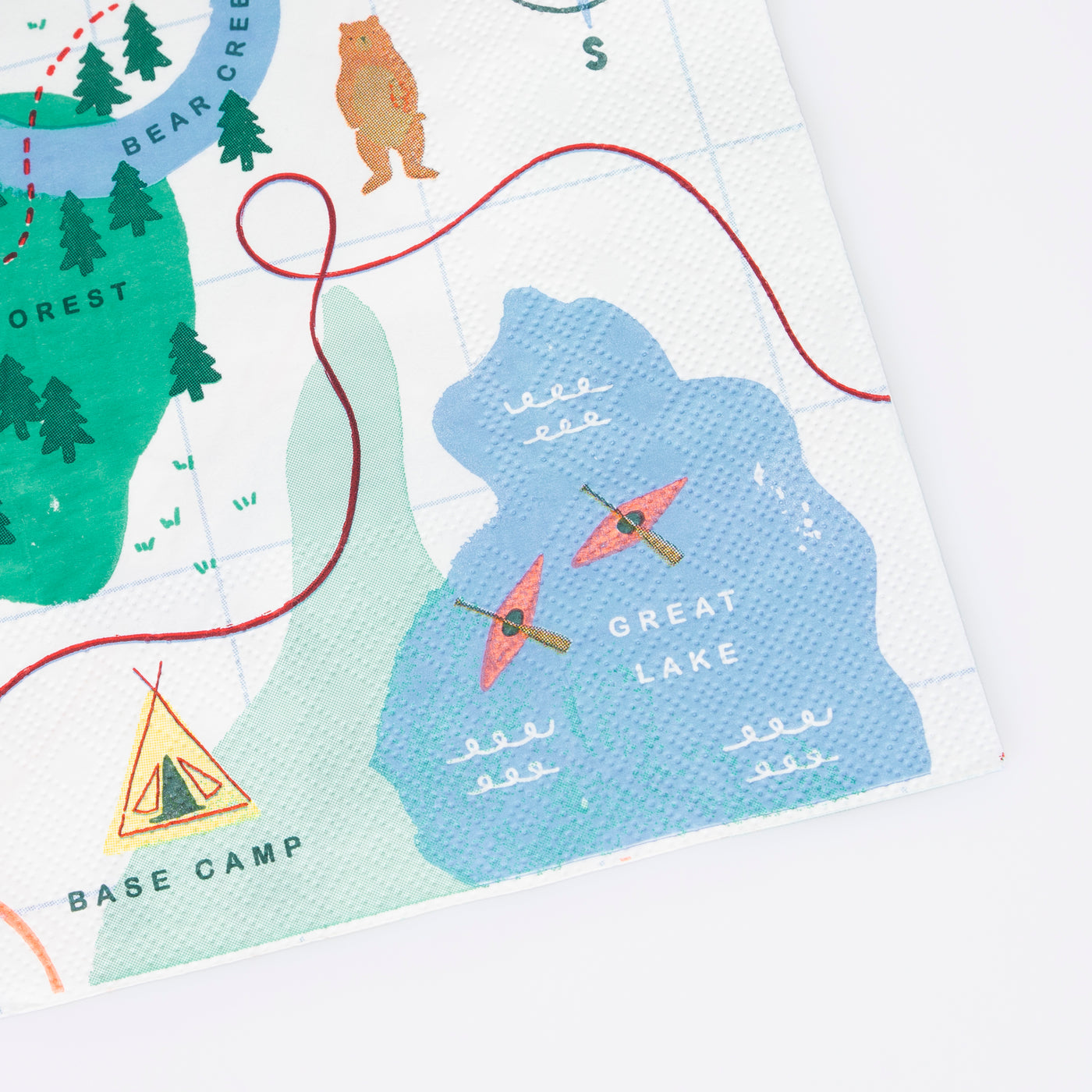 Premium Large Camping Adventure Map Napkins - Durable & Absorbent for Outdoor Picnics, Hiking, and Backpacking Trips