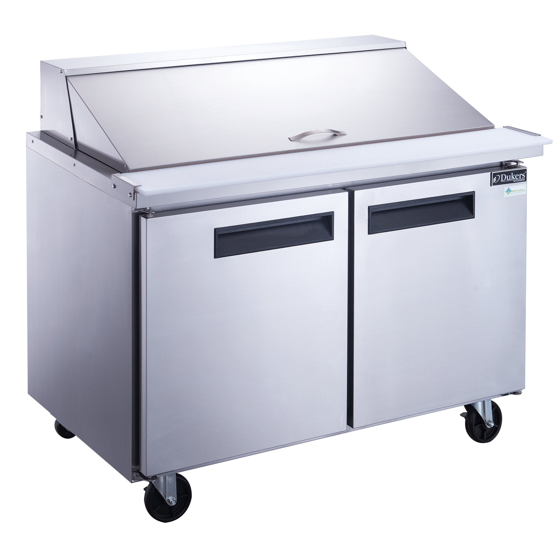 Dukers DSP48 18M S2 Stainless Steel Commercial Refrigerator - 2 Door Food Prep Table with Mega Top for Restaurants, Catering & Commercial Kitchens