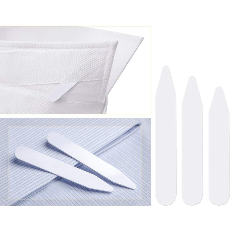 Premium White Plastic Collar Stays for Men - 20 Pack Shirt Collar Stiffeners & Reinforcements for Dress Shirts & Formal Wear | Perfect for Business Attire, Weddings & Office Professionals