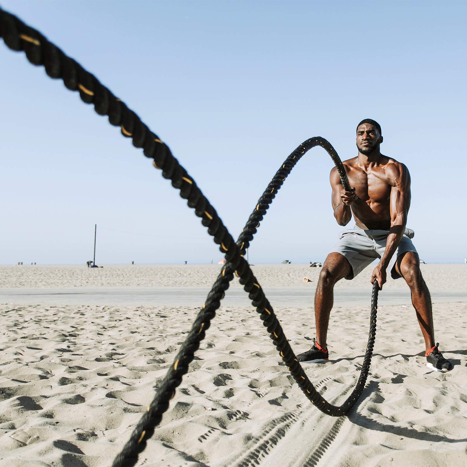 ZENY Battle Rope 1.5/2 Inch Diameter 30ft/40ft/50ft - Poly Dacron Workout Rope for Strength Training & Muscle Building - Home Gym Equipment for Cardio, CrossFit & Full Body Conditioning