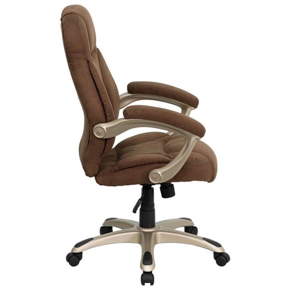 UrbanPro High Back Upholstered Office Chair - Ergonomic Executive Desk Chair with Lumbar Support, Brown Leather - Perfect for Home Office, Gaming & Workspace Comfort