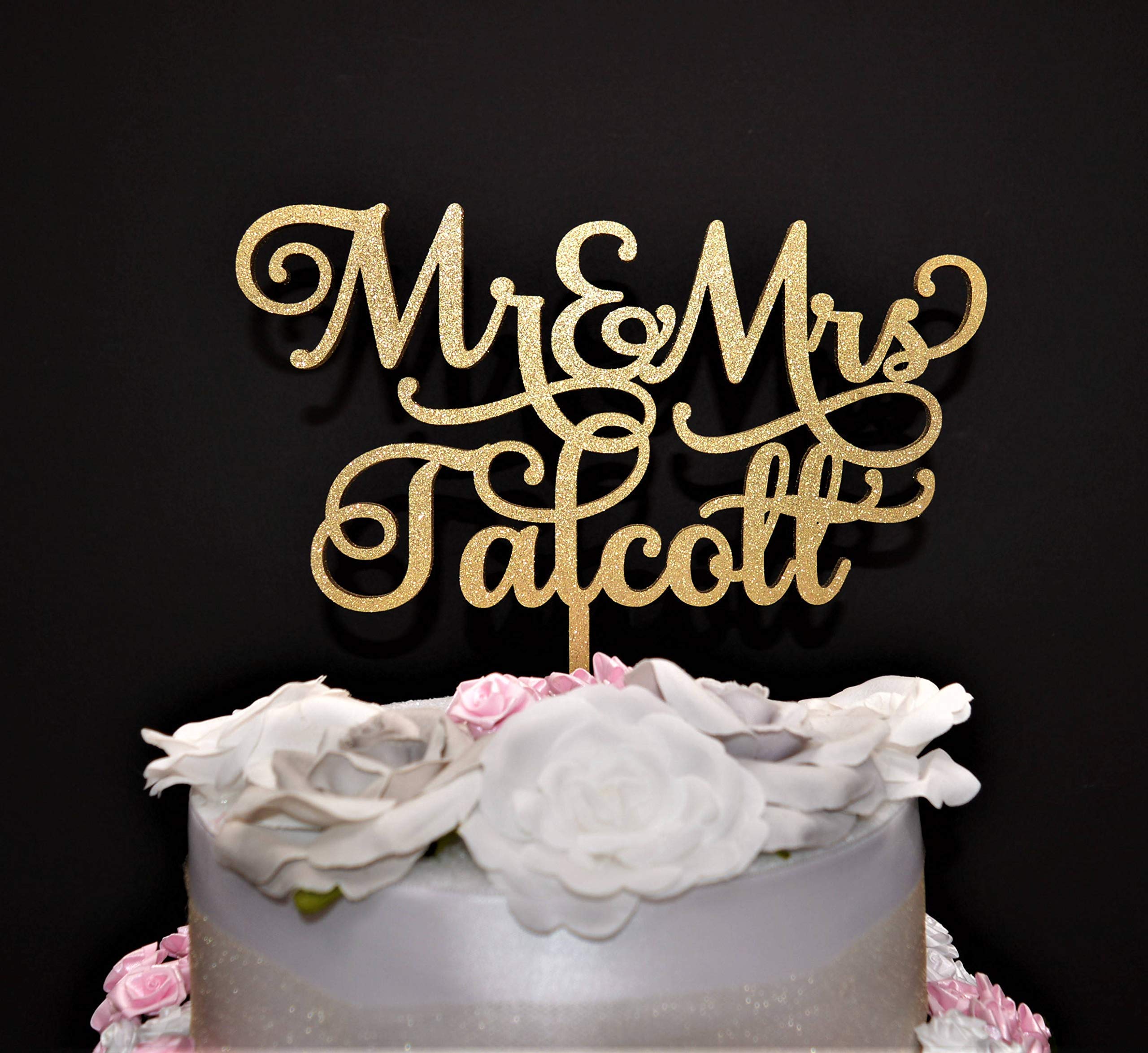 Personalized Wooden Wedding Cake Topper with Last Name - Custom Couple Cake Decoration for Wedding, Anniversary & Special Occasions