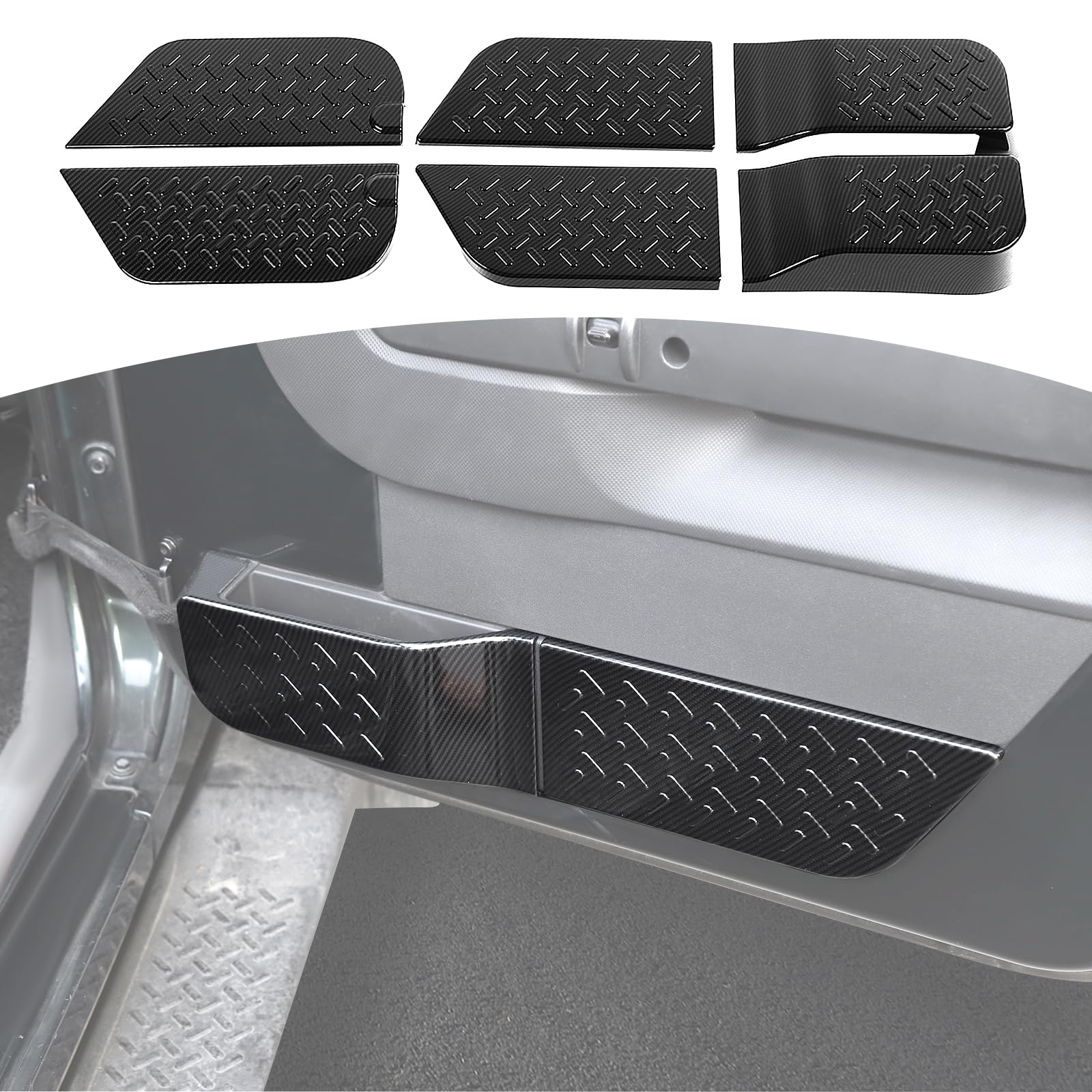 Carbon Fiber Inner Door Panel Trim Cover for Jeep Wrangler JK JKU 2007-2010 - 6pcs Interior Accessories - Upgrade Your Off-Road Adventure Style