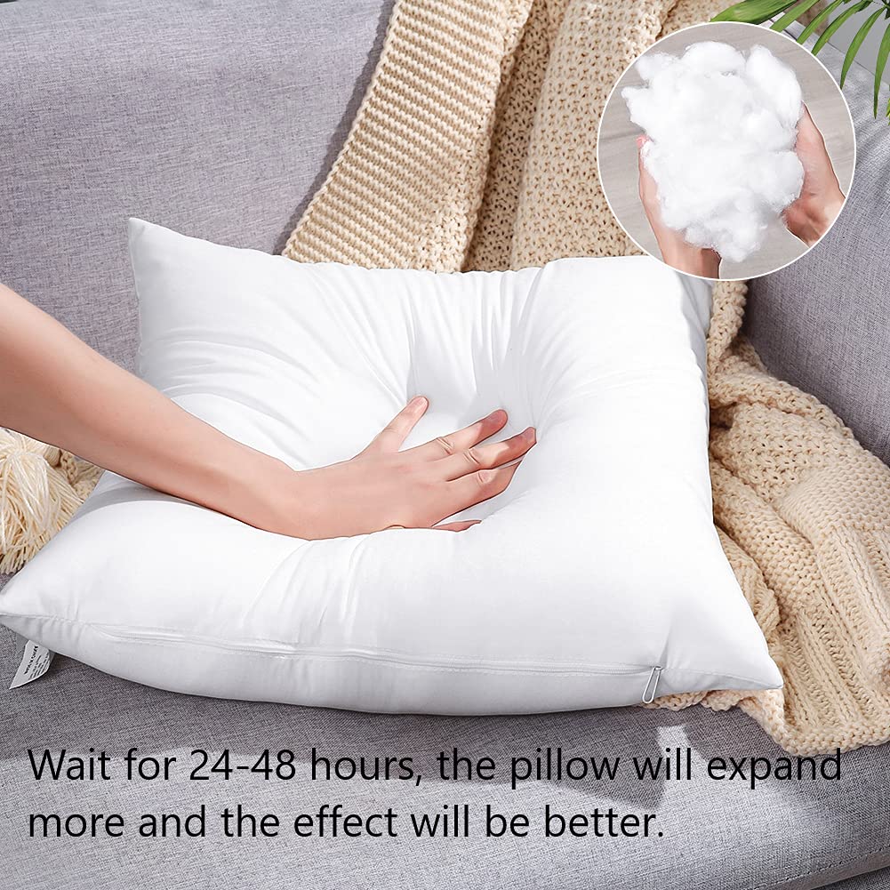 OTOSTAR 18x18 Inch Square Throw Pillow Inserts, Set of 4 - Premium Couch, Sofa & Bed Cushion Stuffer - Soft White Decorative Pillow Forms for Living Room, Bedroom & Home Decor