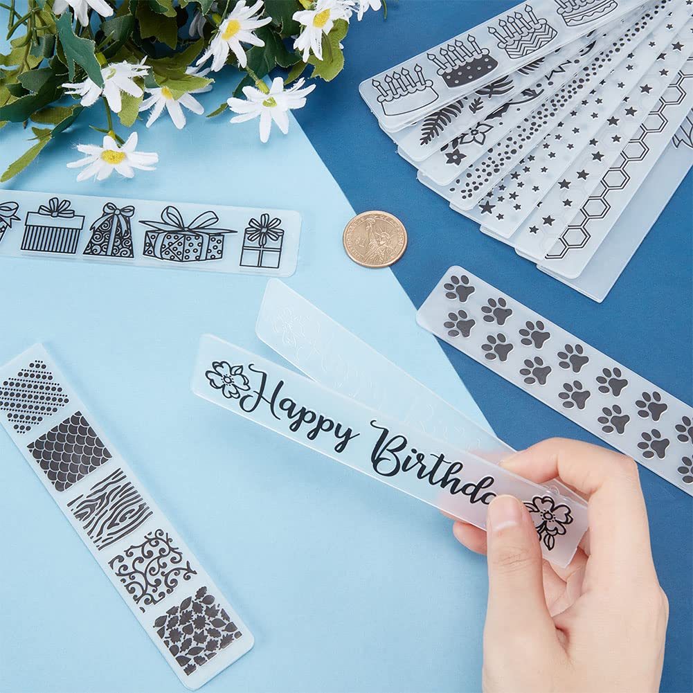 12Pcs Birthday Themed Plastic Embossing Folders for DIY Card Making - Scrapbooking Templates for Christmas, Thanksgiving Cards & Photo Album Decor - Perfect for Handmade Greeting Cards, Invitations, and Craft Projects