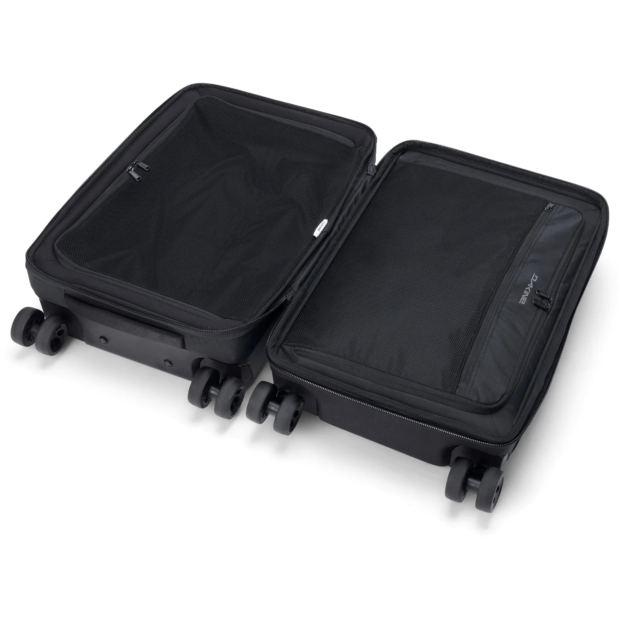 Dakine Split 4 Wheel Carry On Luggage 48L Black - Lightweight Spinner Suitcase for Air Travel, Business Trips & Weekend Getaways