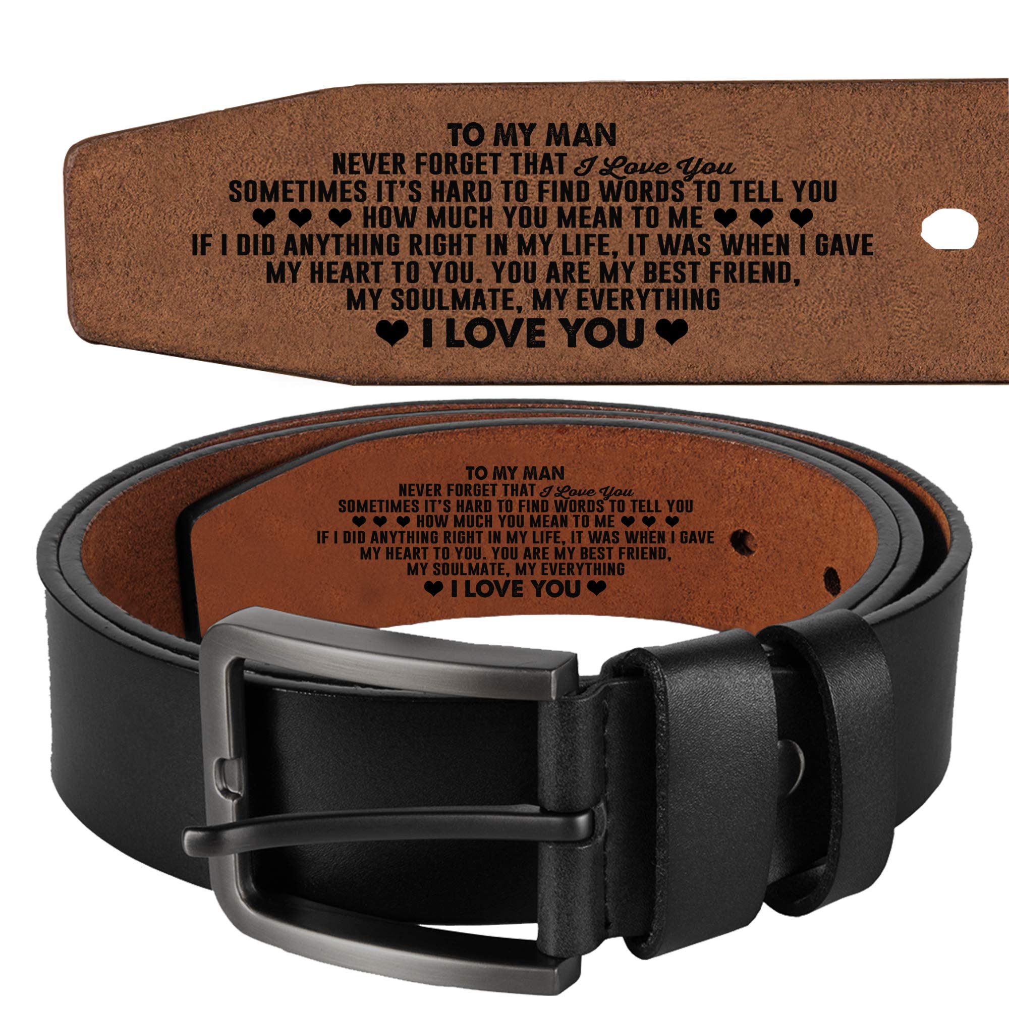 Custom Engraved Genuine Leather Belts for Men - Personalized Gifts for Him - Perfect for Father's Day, Birthday & Anniversary Presents - LB49