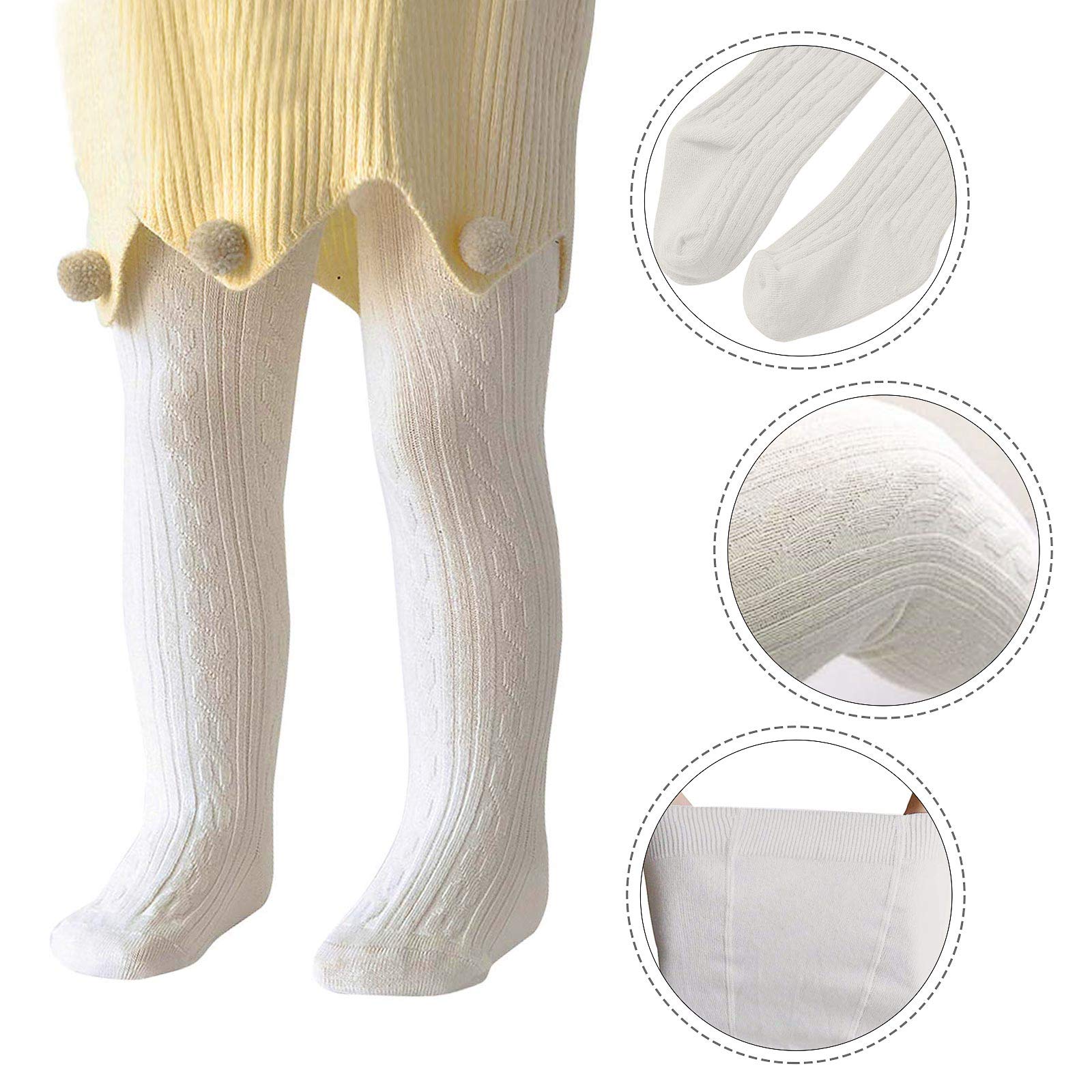 Baby Girls Seamless Cable Knit Tights with Bow - Soft Cotton Toddler Leggings for Newborns & Infants | Perfect for Playtime, Nursery & Winter Outfits