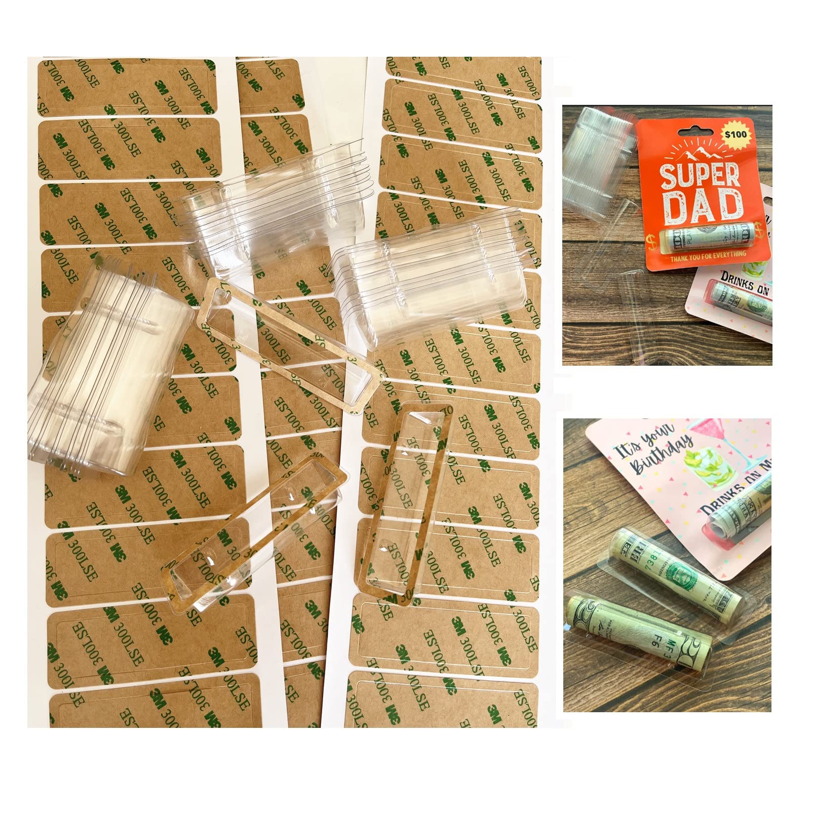 HHYOOSOO 50-Pack Clear Plastic Dome Money Card Holders with Adhesive - DIY Lip Balm Pouches, Chapstick Holders & Custom Gift Card Covers for Easter, Birthday, Wedding Favors and Party Giveaways