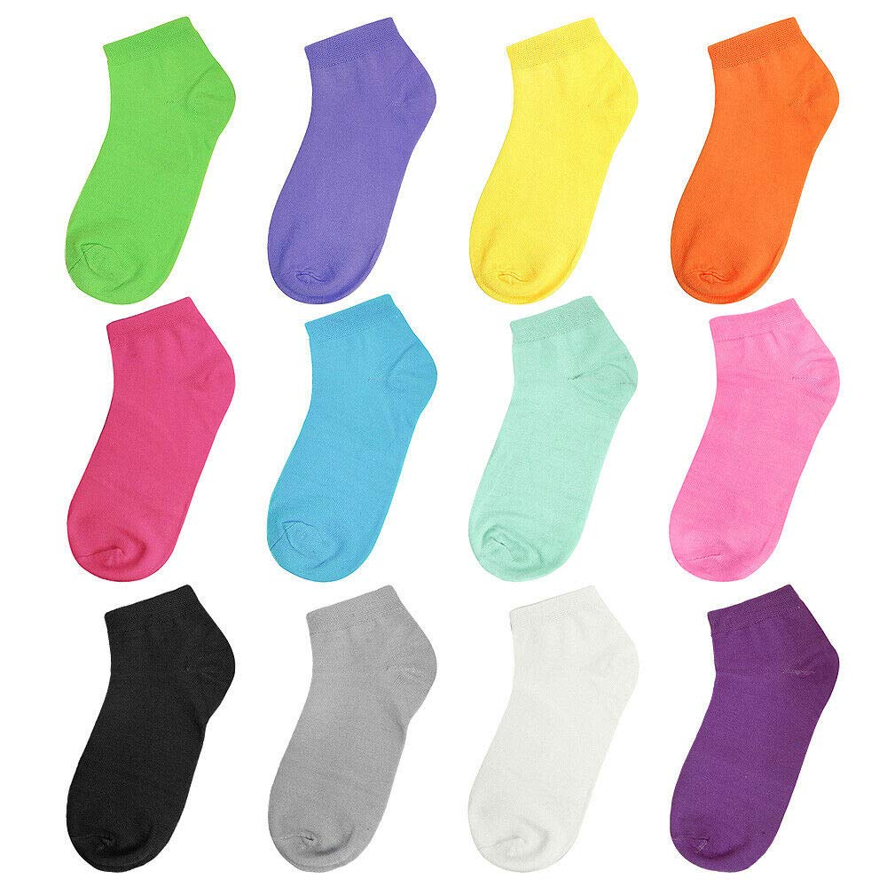 Falari 12 Pairs Girls Cotton Ankle Socks for Toddlers - Soft Breathable School Uniform Socks for Kids - Perfect for Daily Wear, Preschool & Playtime