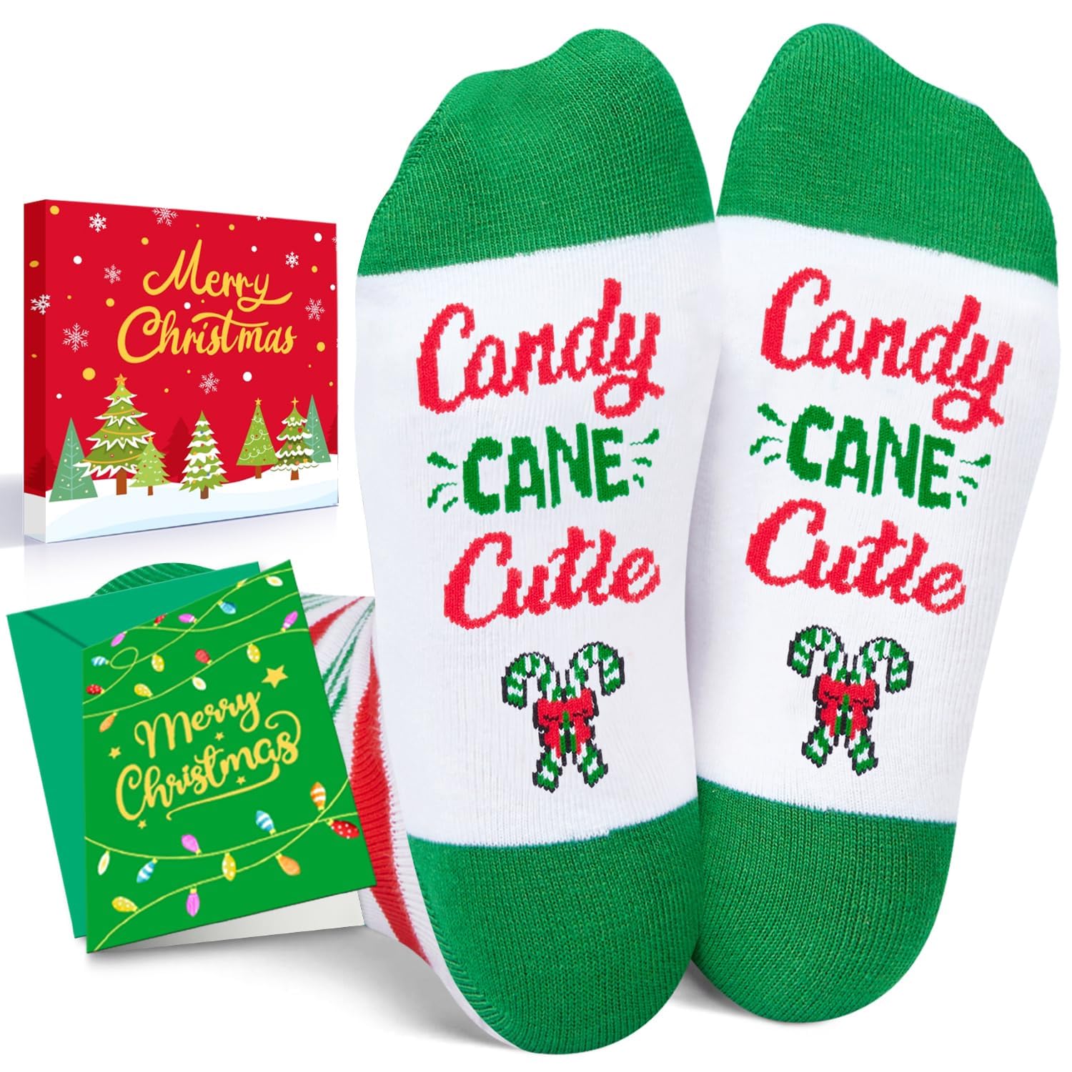 HappyPop Candy Cane Socks for Adults & Kids - Christmas Stocking Stuffers for Holiday Gifts