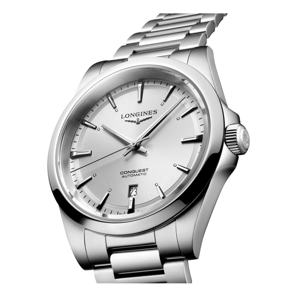 Conquest 41mm Silver Sunray Dial Men's Watch - Elegant Dress Watch for Business & Formal Occasions