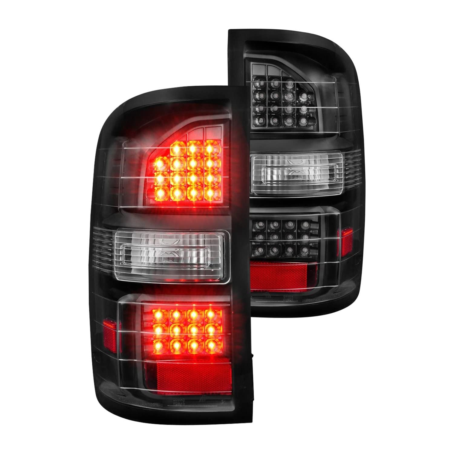 ANZO (311397) 2014-2018 GMC Sierra LED Tail Lights - Black Housing with Clear Lens - High Visibility & Durable Replacement for Truck Lighting - Perfect for Night Driving & Enhanced Safety