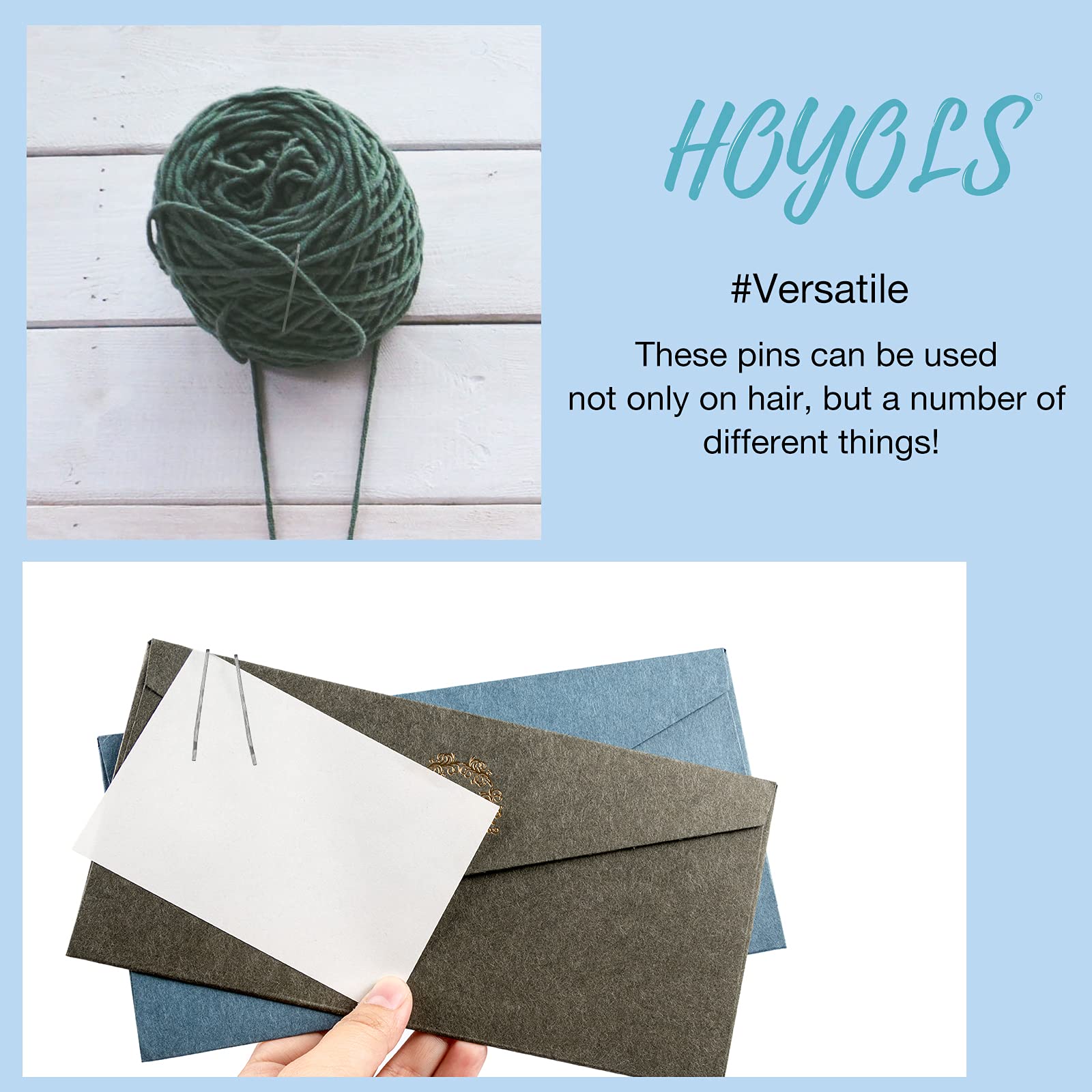 Hoyols Silver Gray Crimped Grip Hair Pins - 100 Count 2 Inch Wavy Non-Slide Bobby Pins for Women & Girls - Secure Hold Hair Accessories for Curly, Thick, or Fine Hair - Perfect for Weddings, Parties, and Everyday Styling