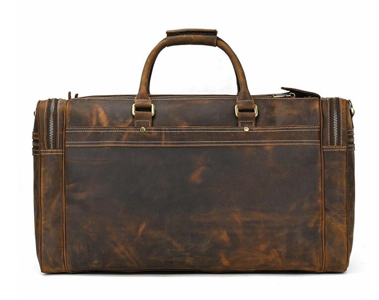 Premium Genuine Leather Duffle Bag for Men - Waterproof Travel Duffel with Adjustable Shoulder Strap - Perfect for Gym, Weekend Trips & Outdoor Adventures
