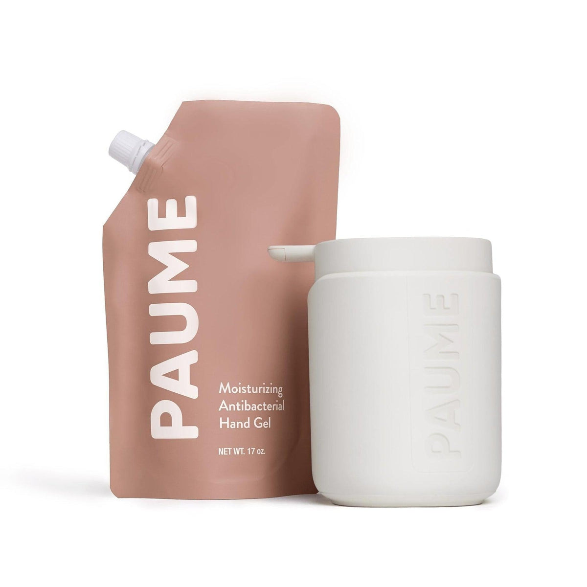 PAUME Hand Sanitizer Pump with Refill Bag - Portable Alcohol-Based Sanitizing Kit for Home, Office & Travel Use - 70% Ethanol Gel for On-The-Go Hygiene & Virus Protection
