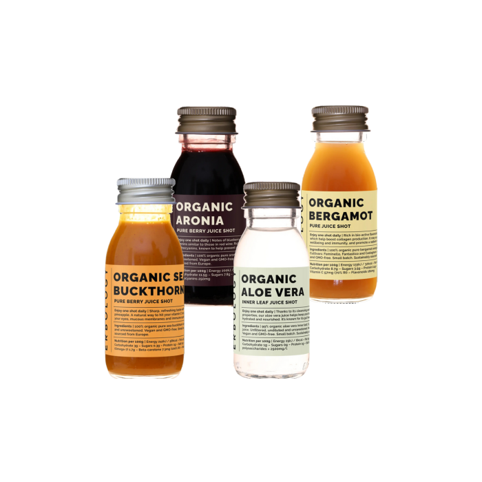 Organic Immunity Booster Shots - Erbology 12-Pack (60ml Each) for Daily Wellness & Energy Support - Perfect for Travel, Workouts, and On-the-Go Nutrition