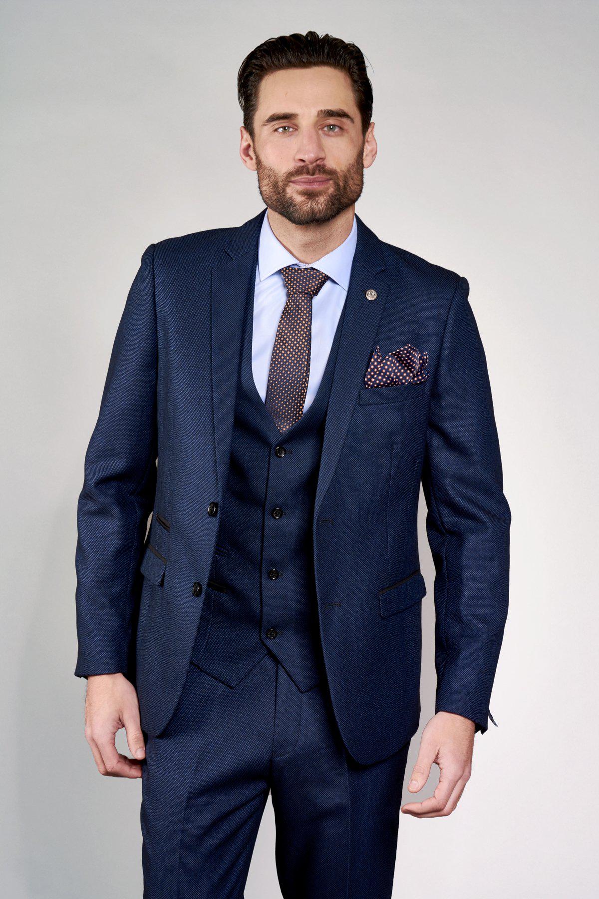 Callum Blue Suit Worn by Former Crystal Palace Footballer Matt Jansen | Premium Men's Formal Wear for Business Meetings & Special Events