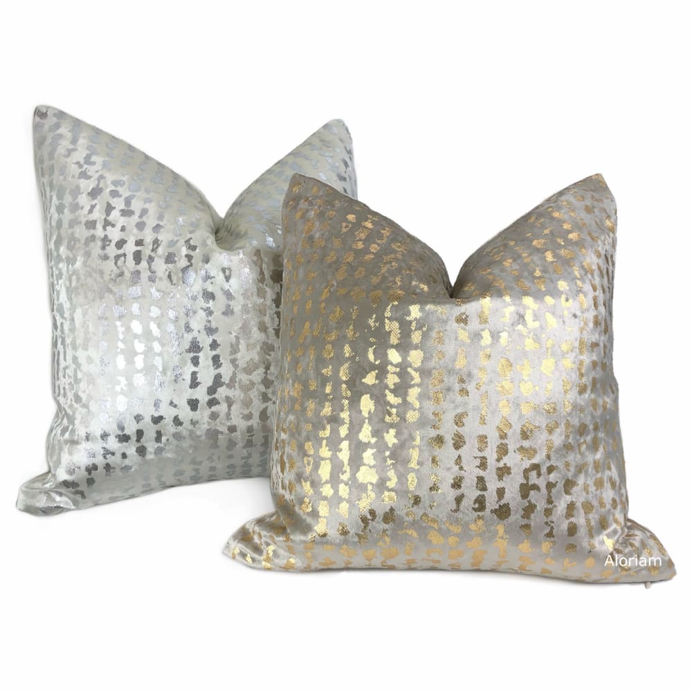 Matteo Champagne & Gold Metallic Leopard Print Pillow Cover - Luxury Home Decor for Living Room, Bedroom & Sofa