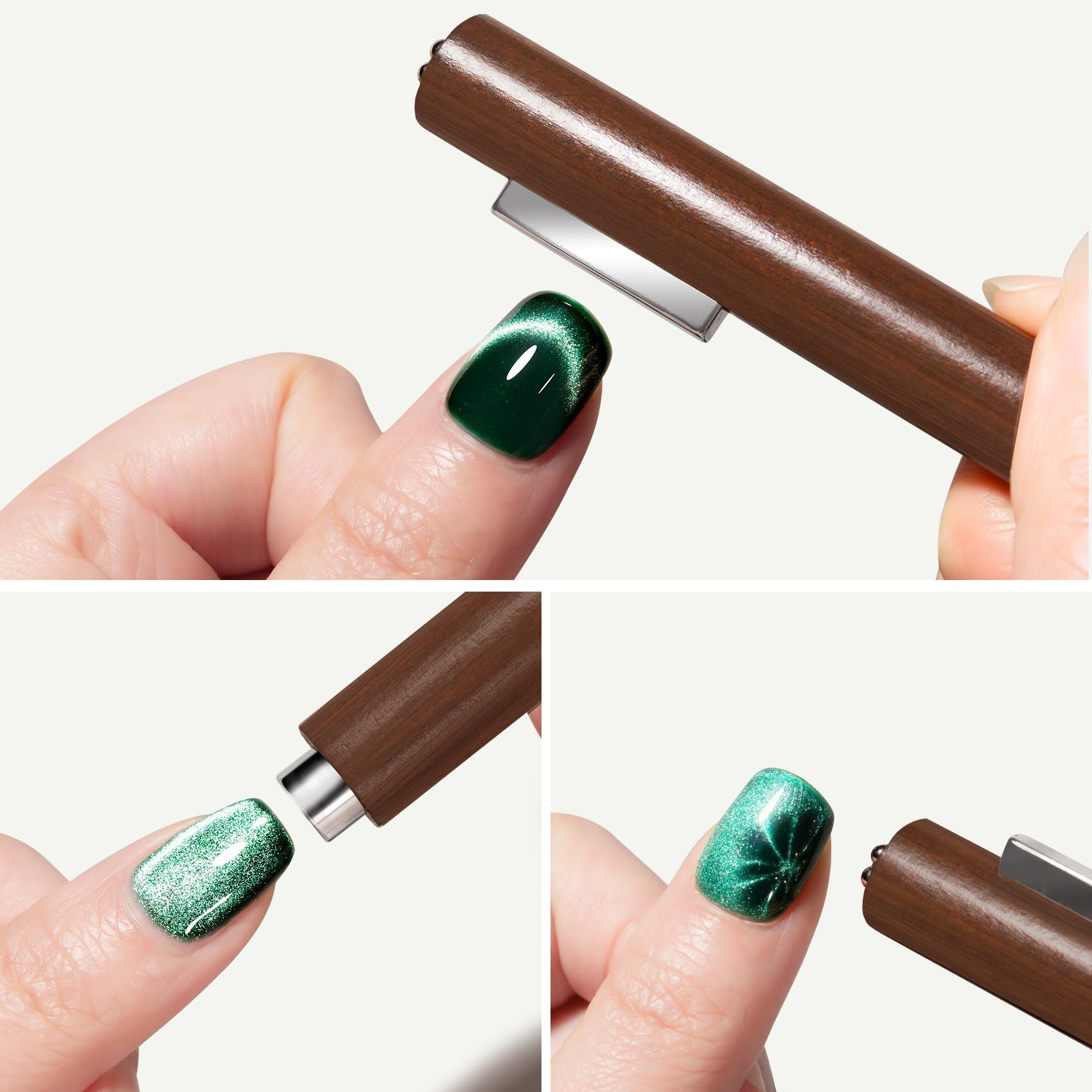 MAYCHAO 3-in-1 Cat Eye Magnet for Nails - Cigar Shape Cylindrical Nail Art Tool with Strong Suction for Gel Polish | Multi-Function Nail Magnet for DIY Manicures at Home | Perfect for Salon-Quality Nail Designs & Professional Nail Art