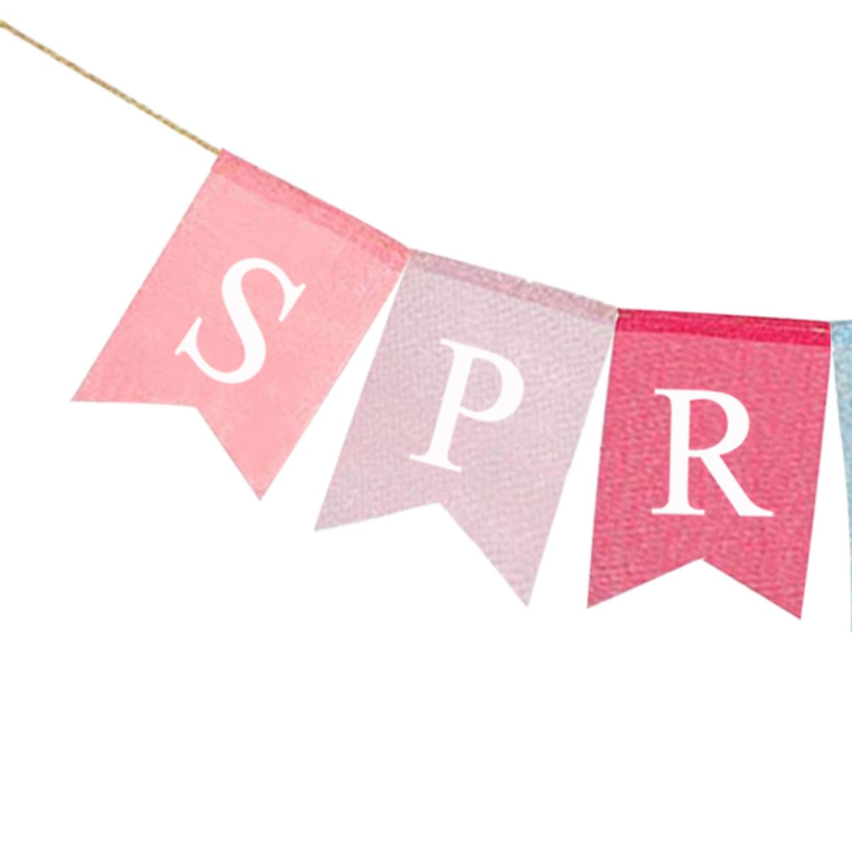 Happy Spring Burlap Pull Flag Banner - European & American Style Rustic Decor for Easter, Garden Party, and Seasonal Home Decoration