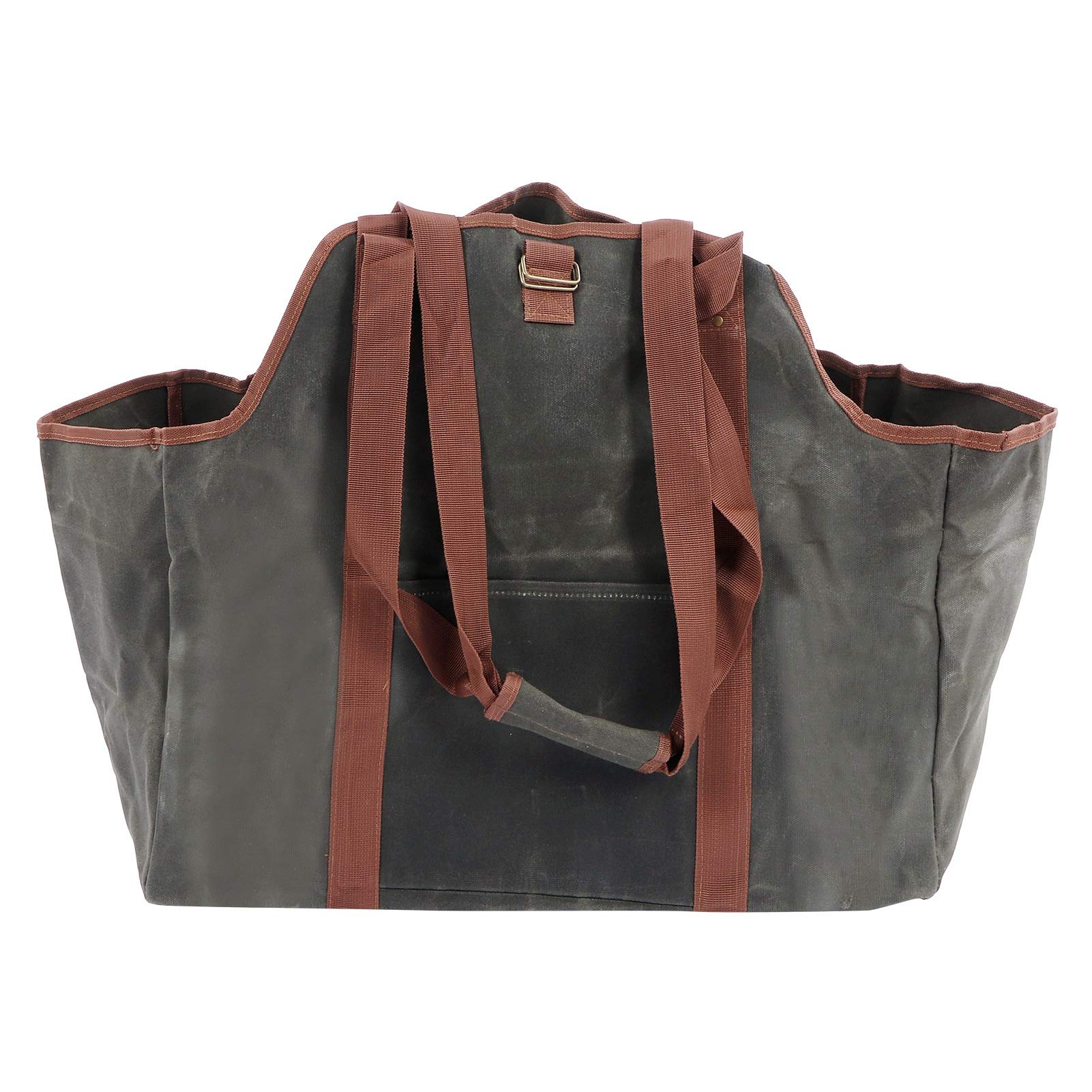 Waterproof Waxed Canvas Firewood Carrier Tote Bag - Heavy Duty Outdoor Log Holder for Camping, Fireplace & Backyard Use