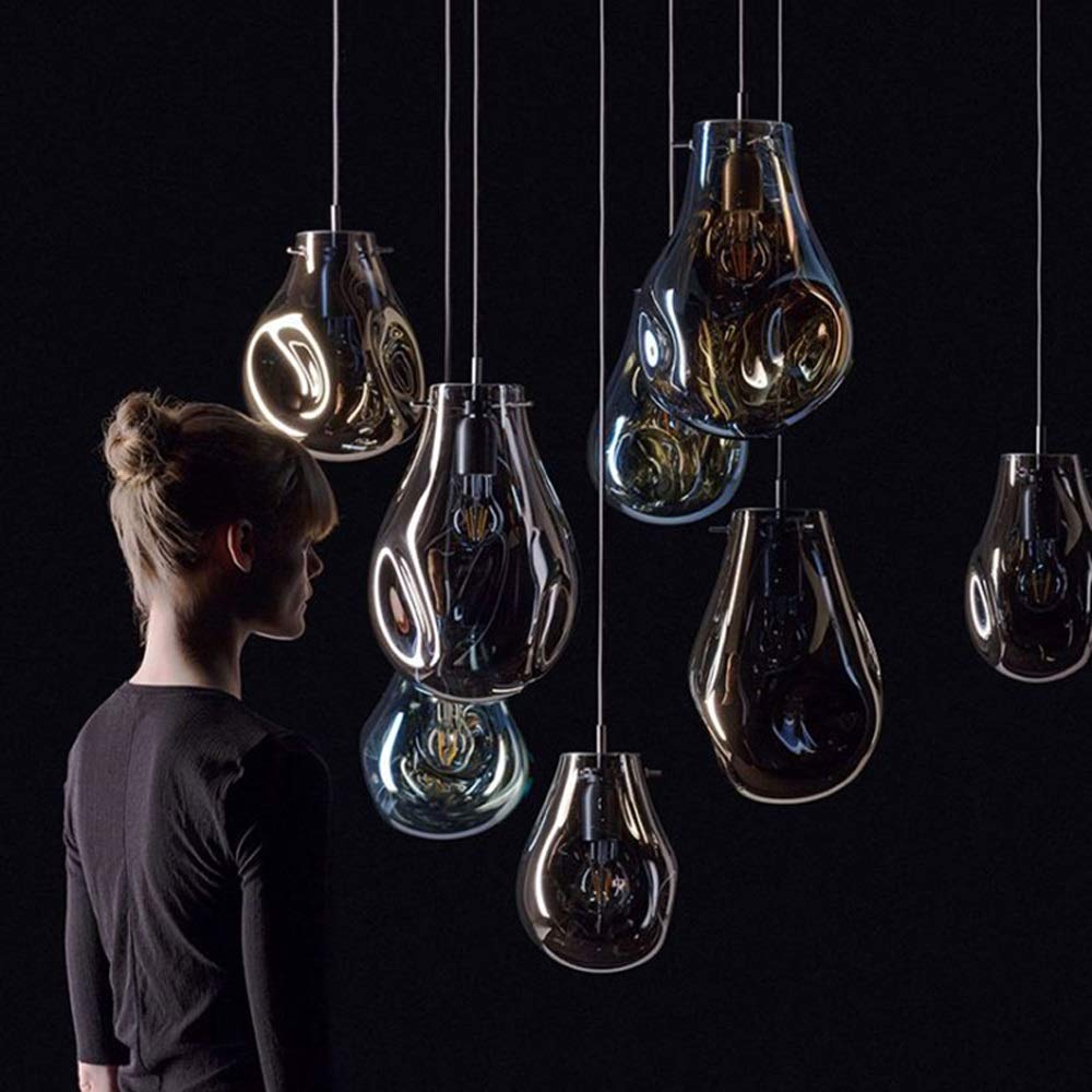 Modern LED Chandelier - Glass Lantern Postmodern Single Head Ceiling Pendant Light for Restaurant, Bar, Cafe, Study & Home Decor - Elegant European Style Hanging Light for Dining Room, Living Room & Aisle Lighting