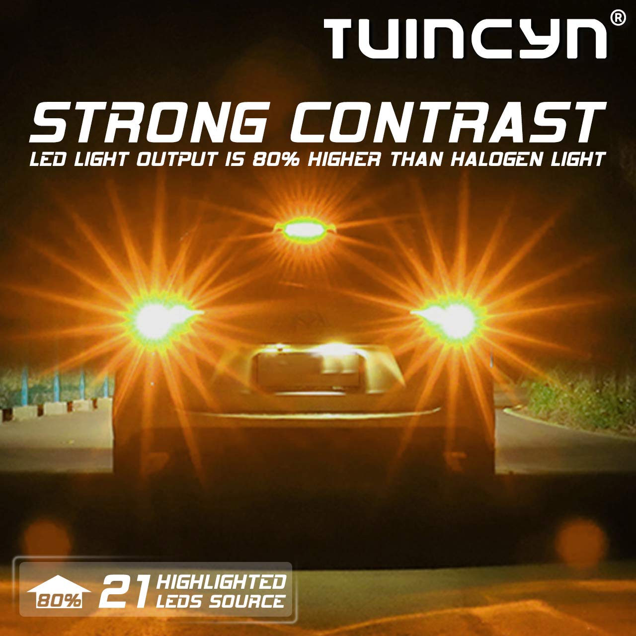 TUINCYN 1157 LED Amber Yellow Turn Signal Light Bulb - 2057 2357 7528 BAY15D Replacement for Tail, Brake, Reverse, Parking & Blinker Lights - 12V DC (Pack of 2) - Perfect for Cars, Trucks, SUVs & Motorcycles