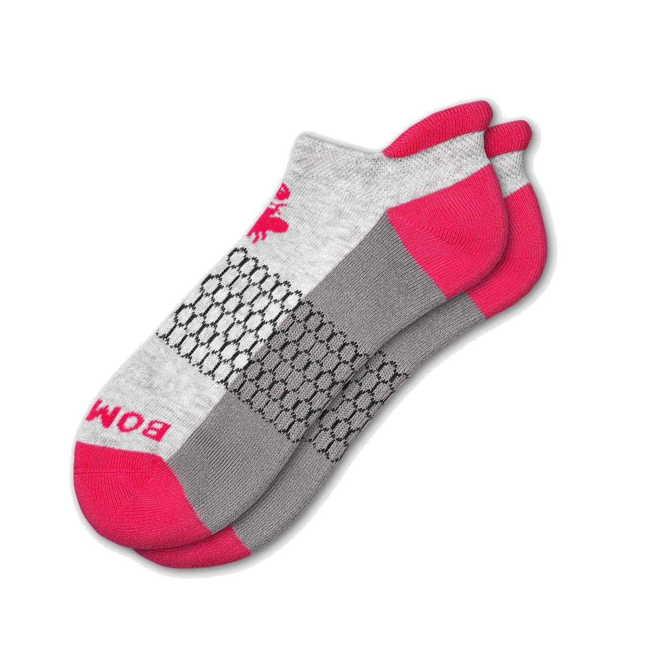 Bombas Women's Originals Ankle Socks - Grey & Pink, Medium - Comfortable & Breathable for Running, Yoga & Everyday Wear