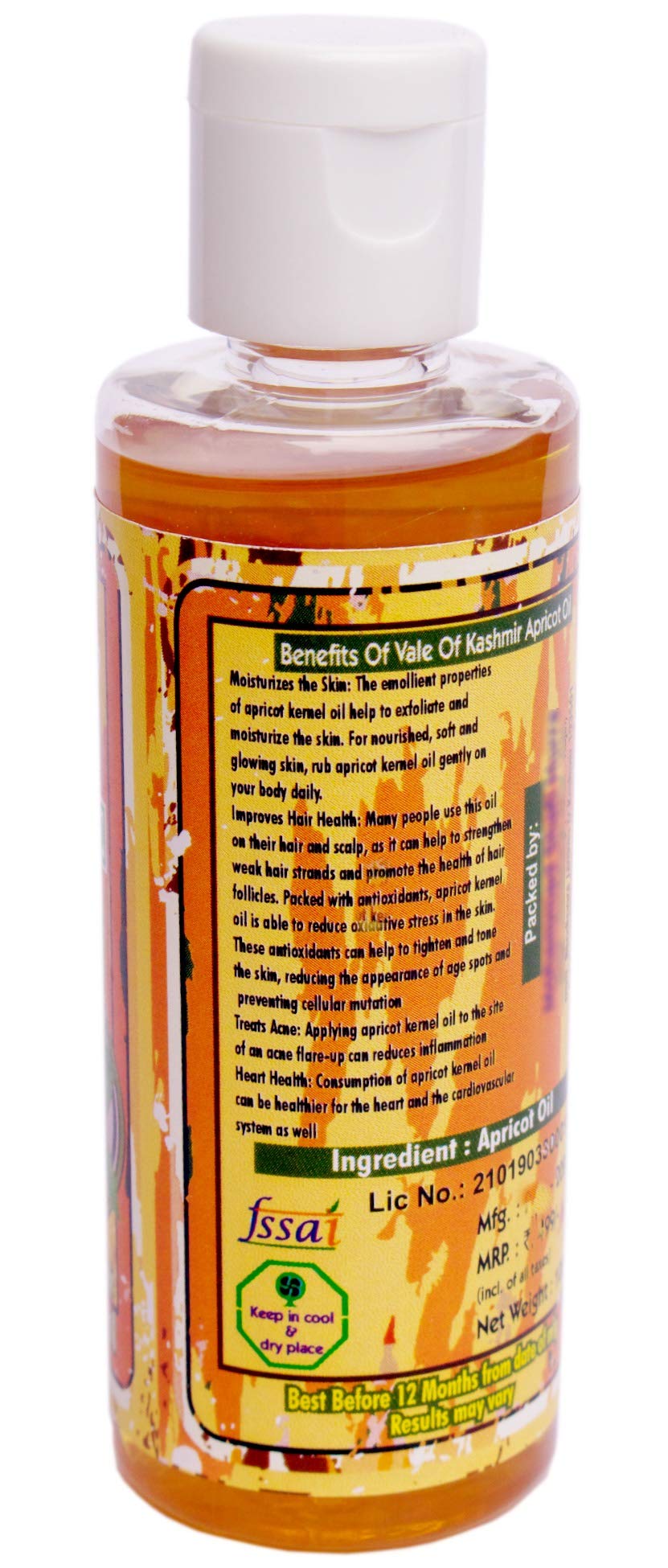 Pure Organic Apricot Kernel Oil 100ml - Cold Pressed, Undiluted for Skin, Hair & Salad Dressing | Non-Sticky, Natural Moisturizer for Face & Body Care | Perfect for DIY Beauty Recipes & Healthy Cooking