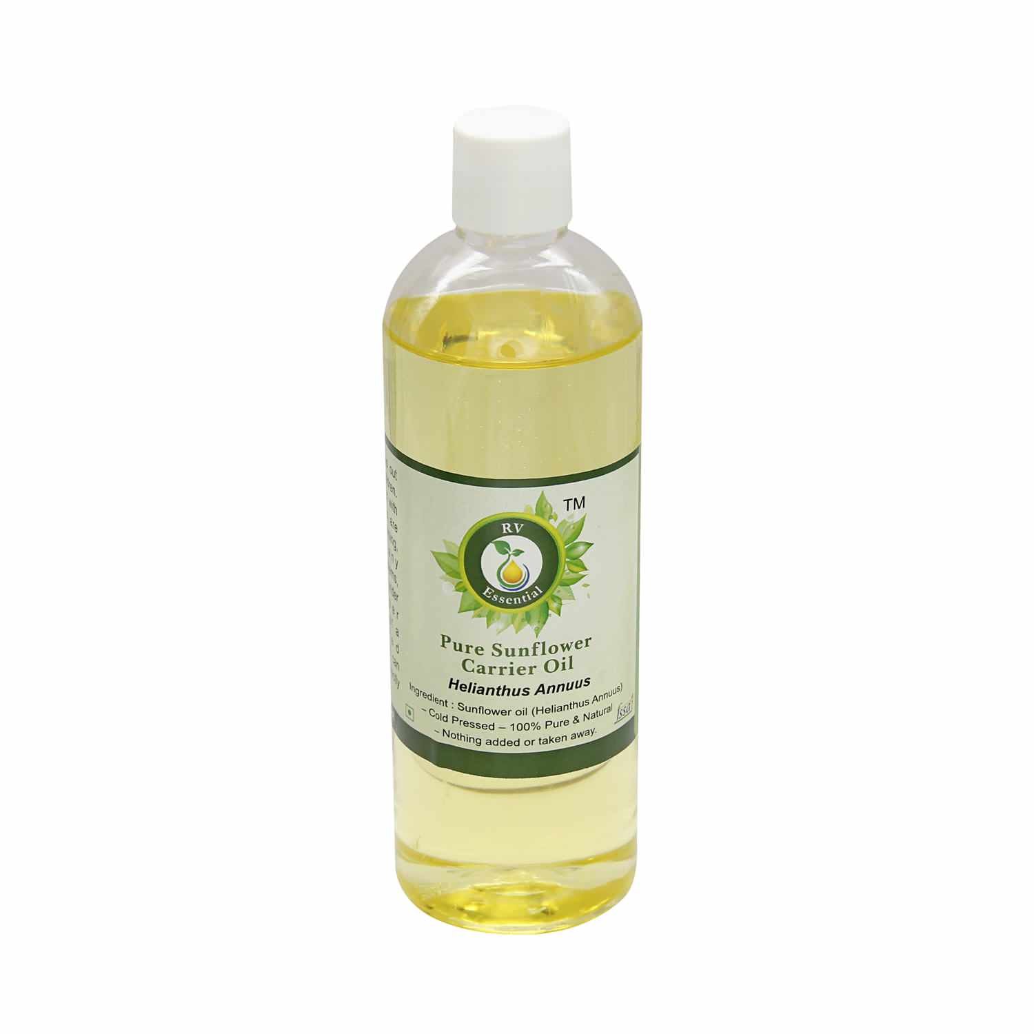 Organic Cold Pressed Sunflower Oil 200ml (6.76oz) - 100% Pure Unrefined Helianthus Annuus Seed Oil for Hair Care, Skin Moisturizing & Healthy Cooking - RV Essential