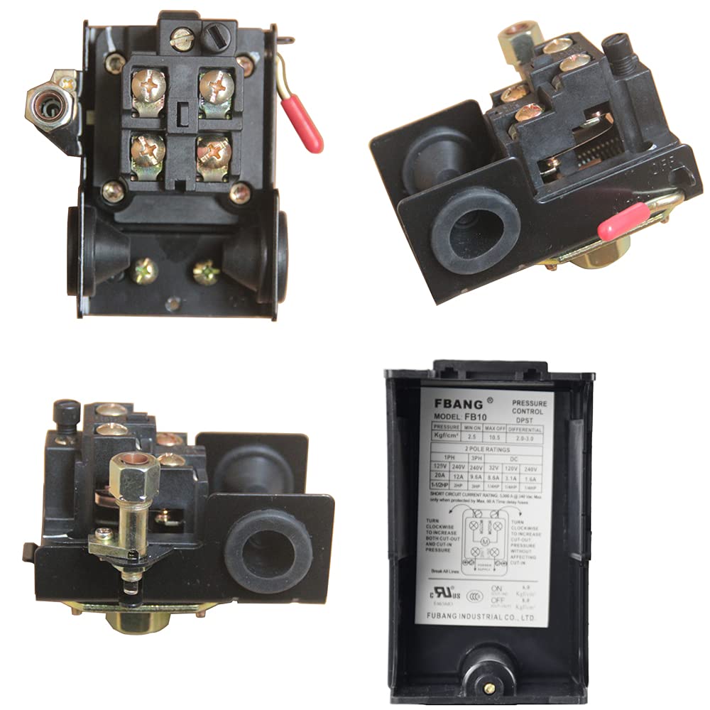 95-125 PSI Automatic Air Compressor Pressure Switch with 1 Port (0.8MPA) - Ideal for Air Pumps, Inflatable Pools, Tires & Pneumatic Tools