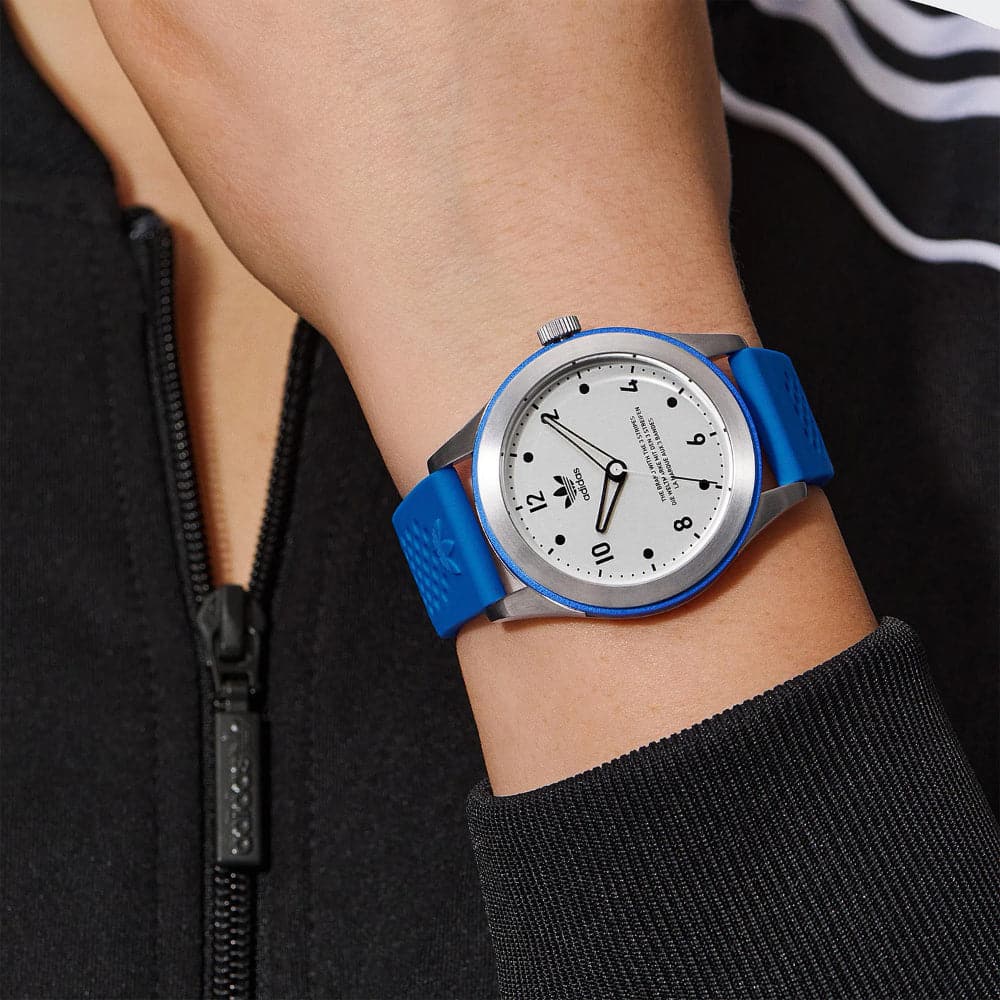 Adidas Originals Unisex Blue Silicone Strap Watch AOSY23032 - Stylish Casual Wear for Men & Women, Perfect for Everyday Use, Sports & Fitness Activities