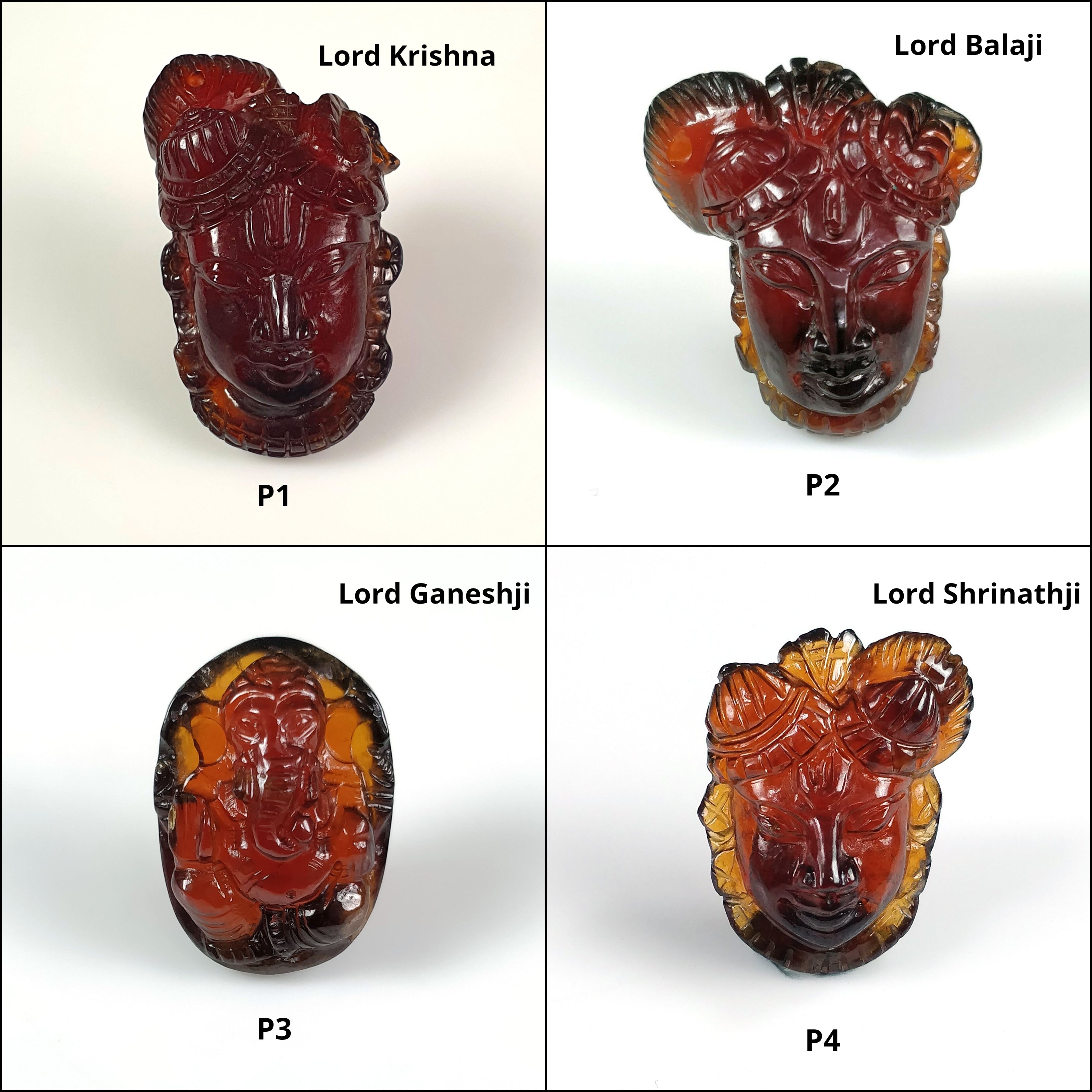 Natural Untreated Hessonite Garnet Gemstone Carving - Hand Carved Hindu Deities (23x17mm or 25x28mm) - Authentic Cinnamon Hessonite Stone for Meditation, Spiritual Healing & Jewelry Making