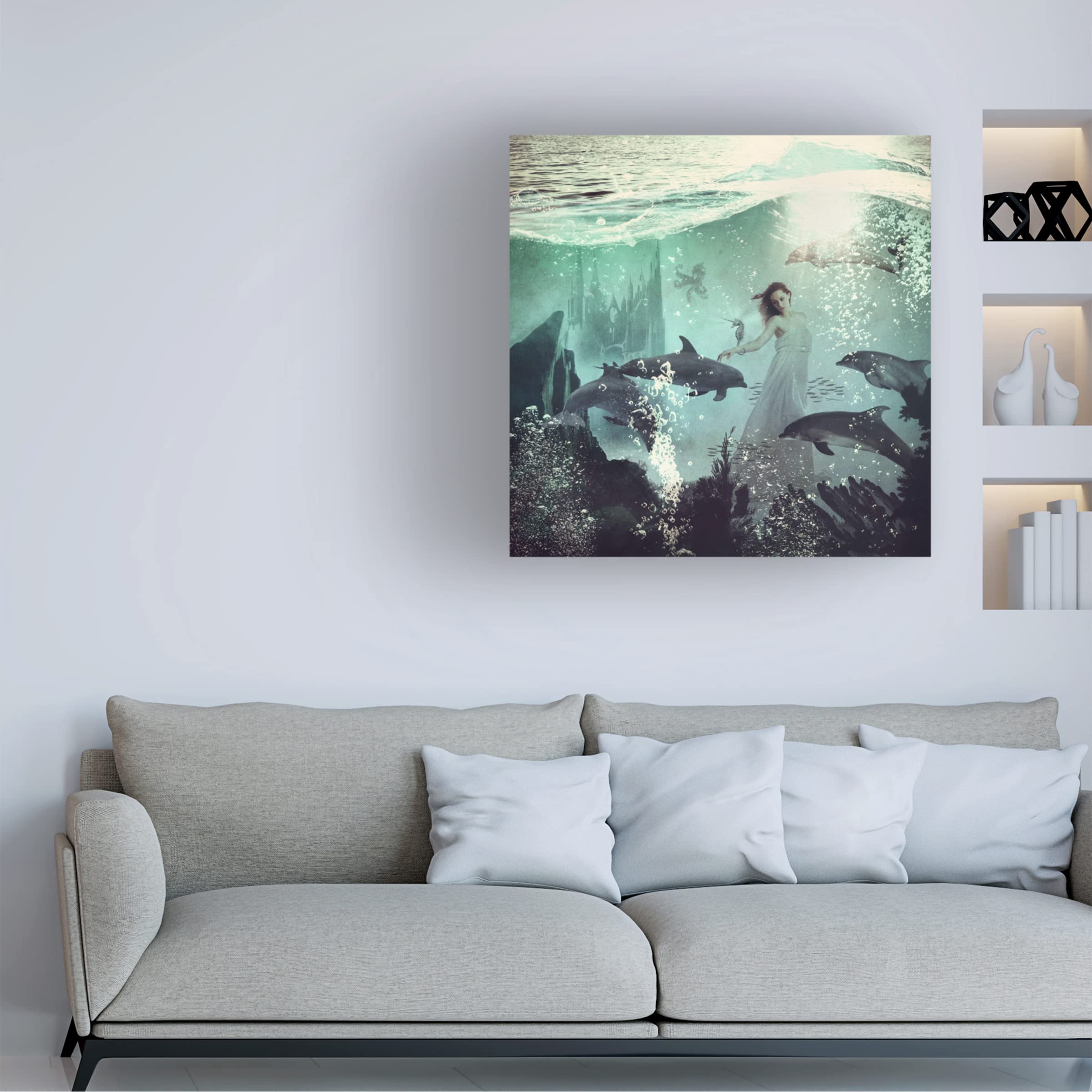 Paula Belle Flores 'The Sea Unicorn Lady' Canvas Wall Art Print - Premium Trademark Fine Art for Living Room, Bedroom & Office Decor