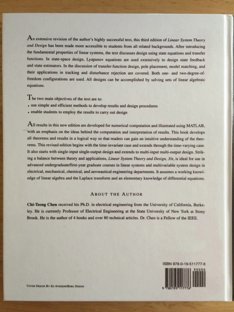 Linear System Theory and Design (Oxford Series in Electrical and Computer Engineering) - Textbook for Control Systems Engineering Students & Professionals | Ideal for Classroom Learning, Research Reference, and Engineering Applications