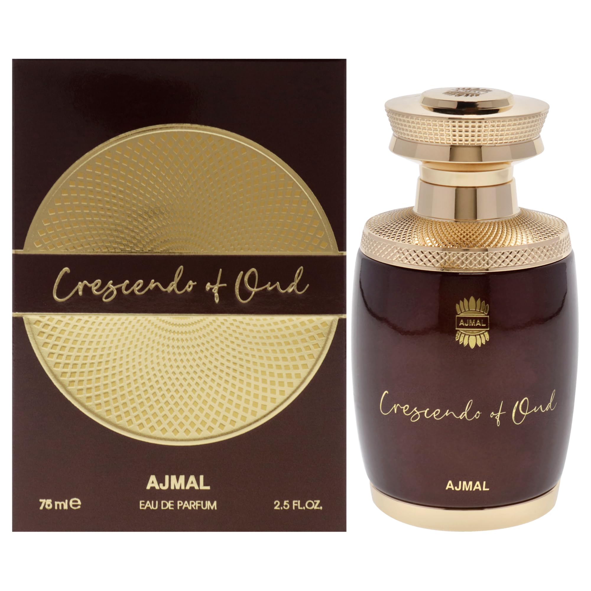 Ajmal Crescendo Of Oud Unisex Eau De Parfum - 2.5 oz / 75ml Perfume Spray for Men & Women | Romantic Date Night, Evening Events & Special Occasions