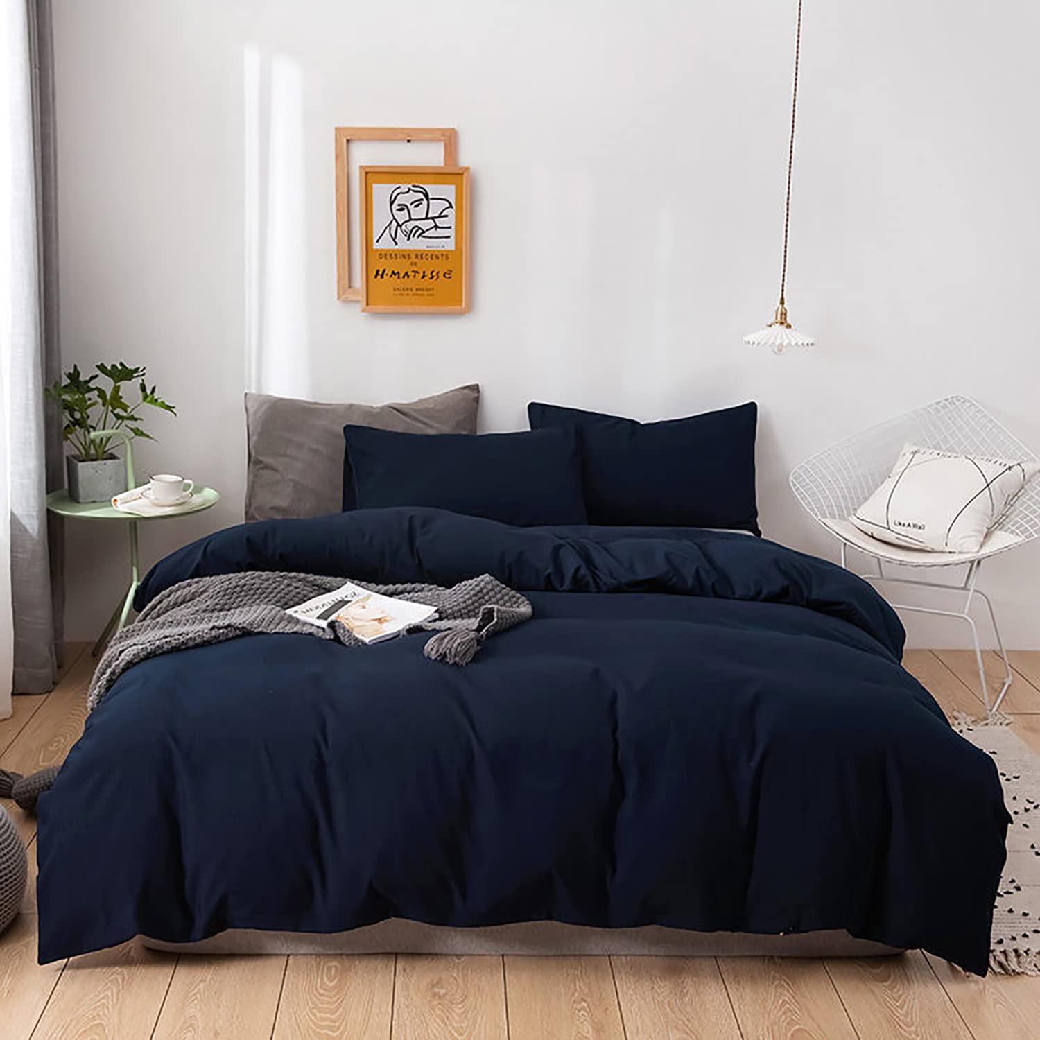 Premium KAREVER Solid Navy Blue Comforter Set - King Size Bedding Set with Soft Quilt, Breathable Blanket & Durable Comforter | Luxury Bedroom Decor for Cozy Nights & Stylish Home Upgrade