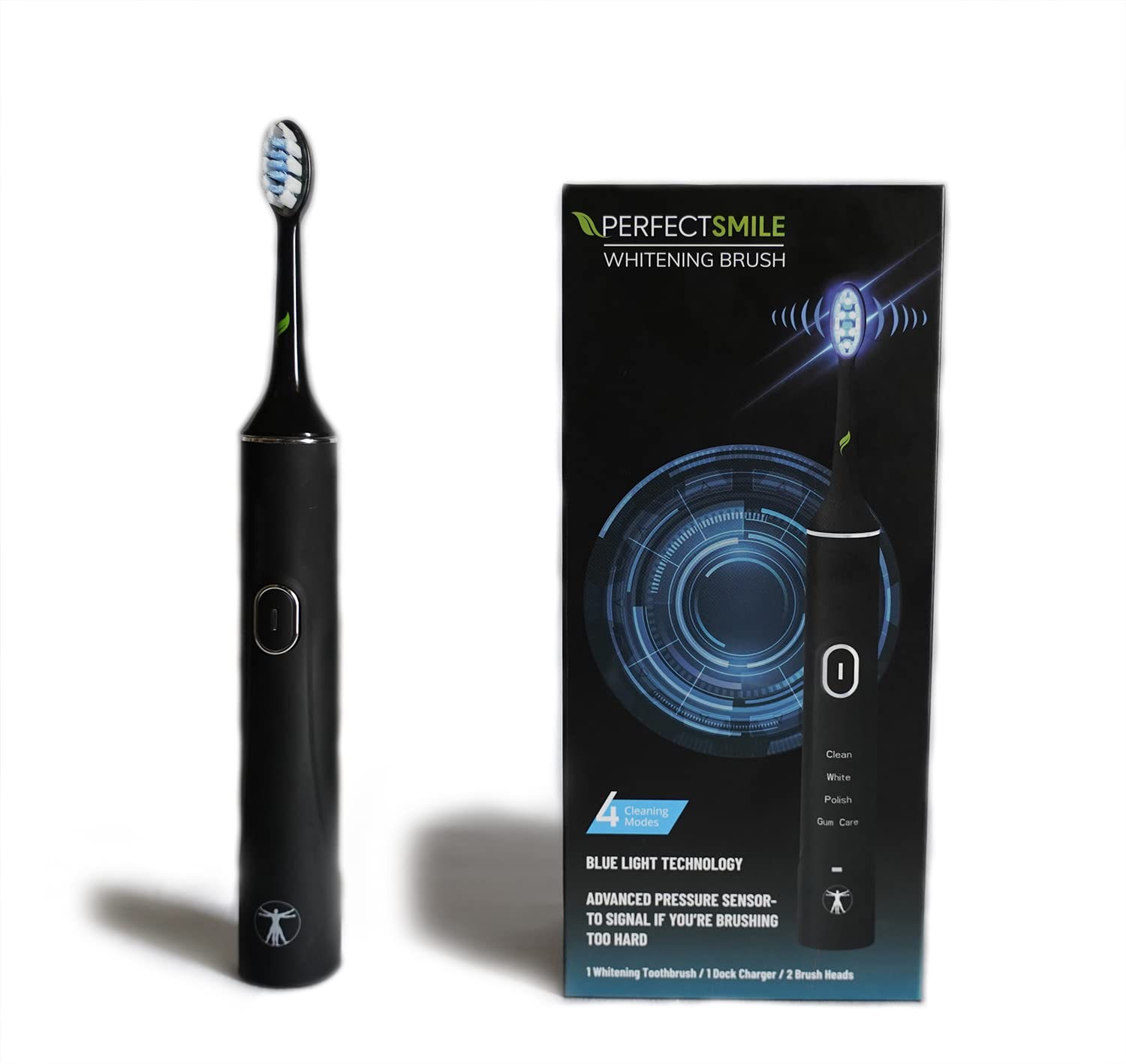 Perfect Smile Whitening Electric Toothbrush - 3 Shades Whiter Teeth in 7 Days, Dentist Recommended & Clinically Proven, LED Light Technology with 4 Brushing Modes for Sensitive Teeth, Deep Cleaning & Gum Care - Ideal for Home Use, Travel & Daily Oral Hygiene Routine