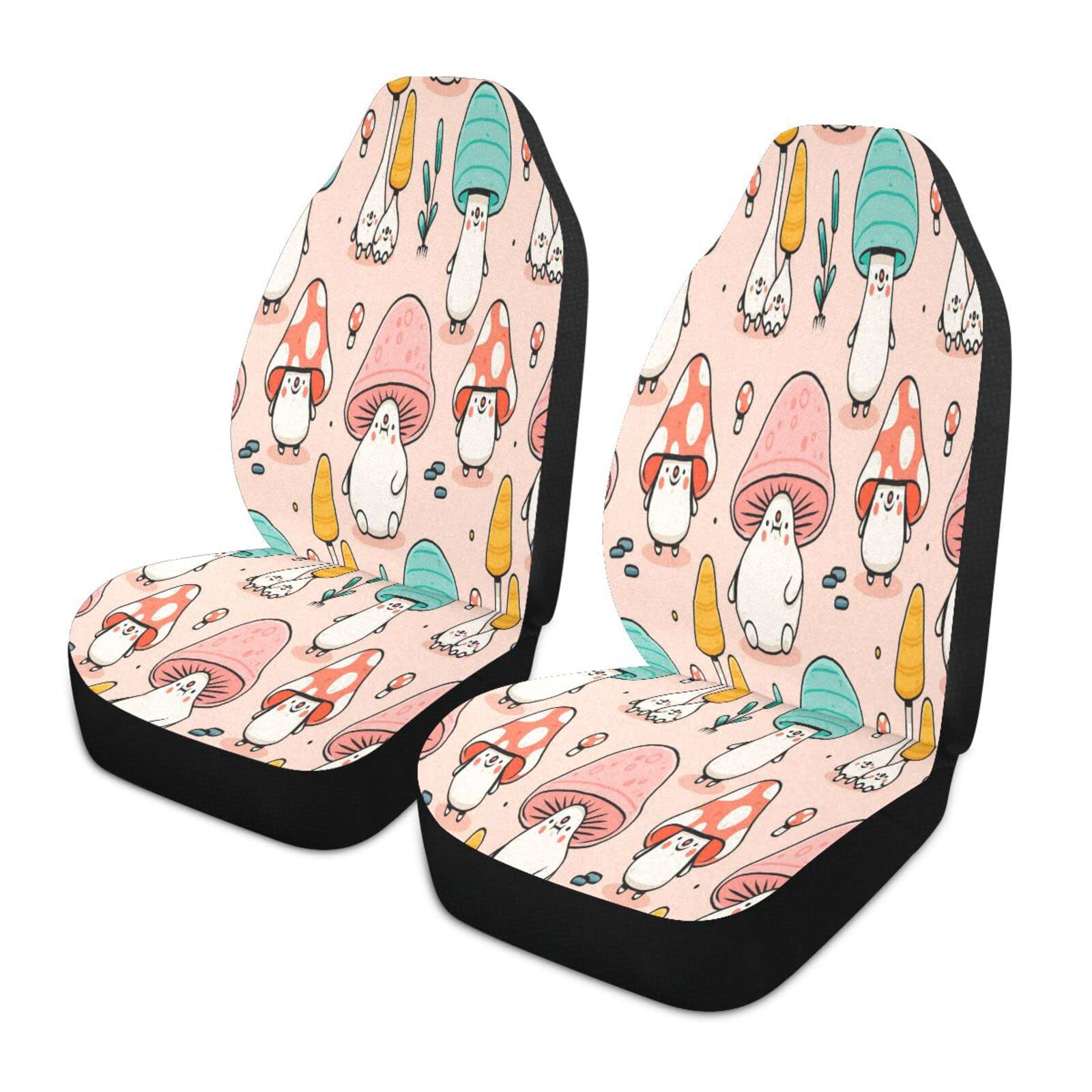 Universal Mushroom Print Car Seat Cover for Women - Soft Front Seat Protector Fits Sedan, SUV & Truck | Cute Home & Office Commute Accessory