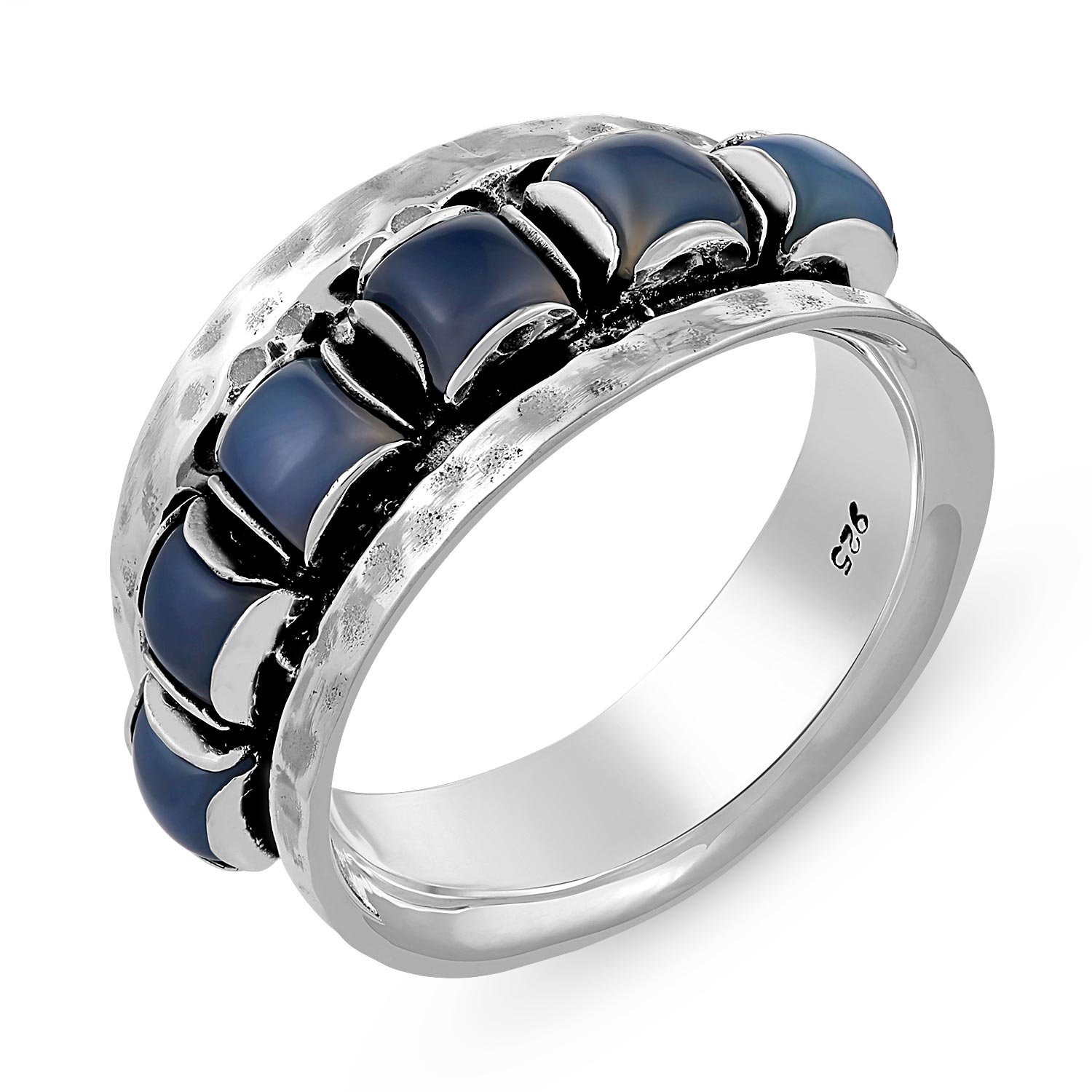 Genuine Blue Chalcedony Ring - .925 Sterling Silver for Her | Valentine's Gift & Everyday Elegance