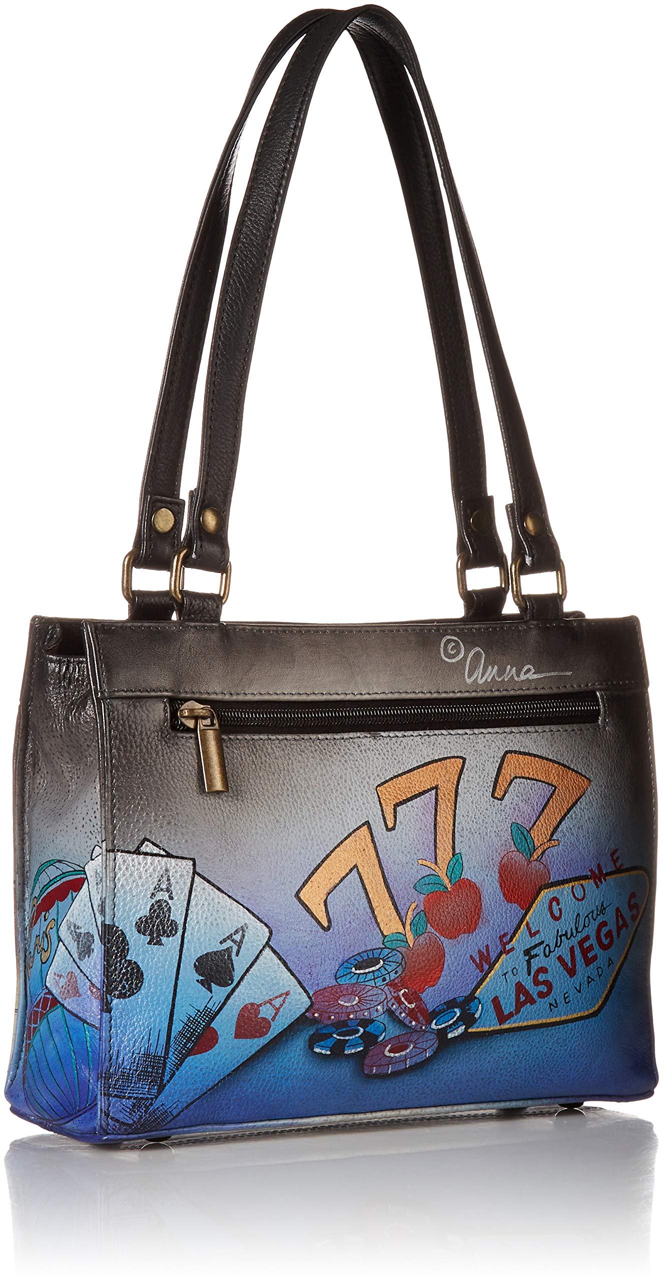 Anna by Anuschka Women's Genuine Leather Large Zip-Top Satchel Handbag - Hand Painted Original Artwork Designer Purse with Zip Closure & Multiple Pockets | Perfect for Work, Travel & Everyday Use