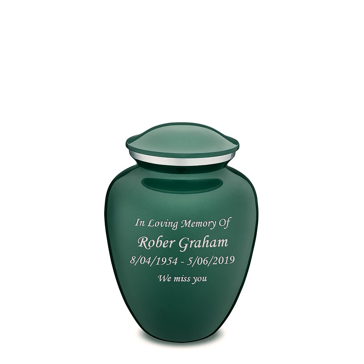 Personalized Cremation Urns for Human Ashes - Small Green Funeral Urn for Women & Men - Holds 44 lbs - Perfect for Memorial Services, Home Display & Eco-Friendly Burials
