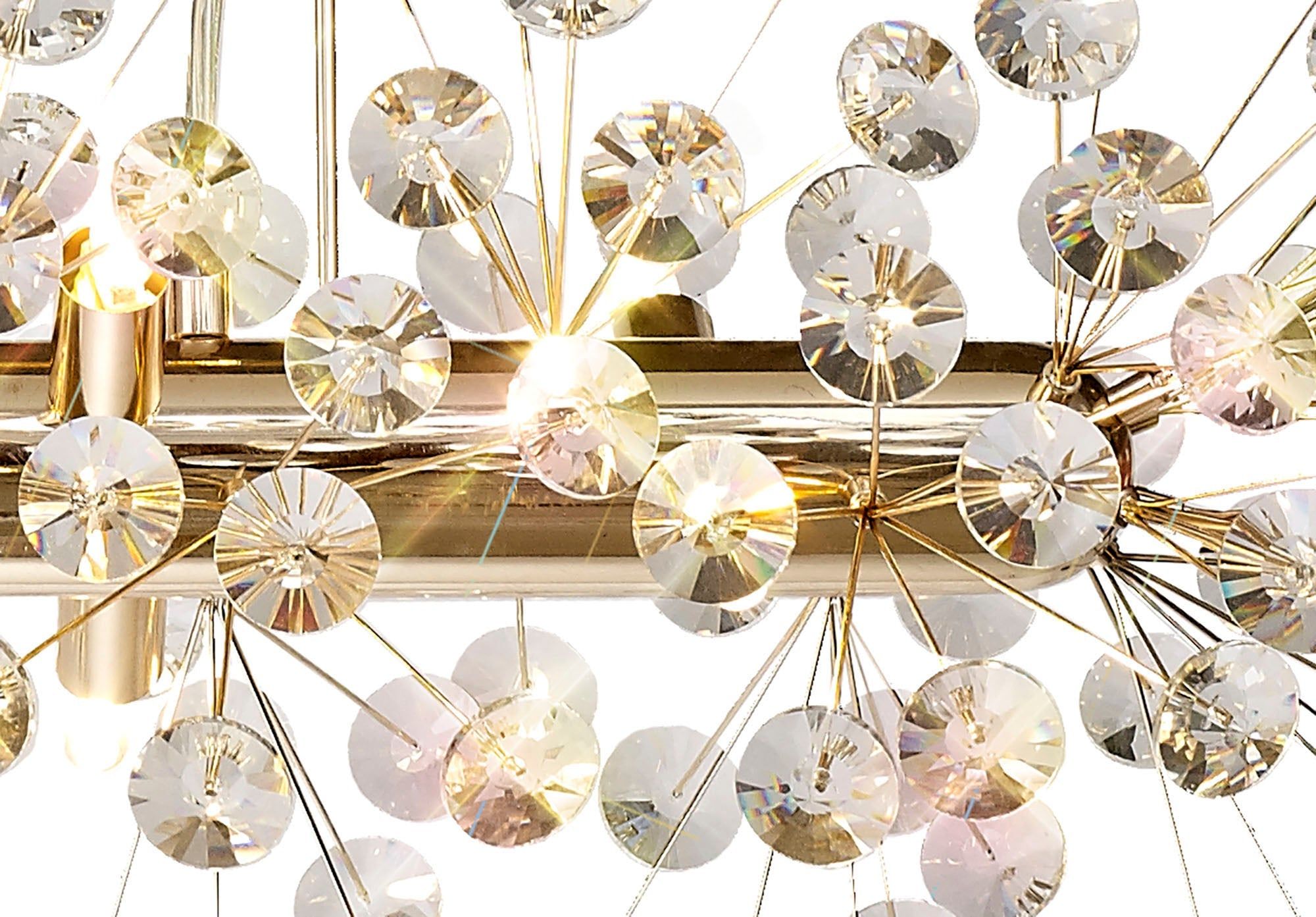 Bellagio Oblong Linear Pendant Light Fixture - 10/14 Light G9 Base in French Gold/Crystal or Chrome/Crystal - Perfect for Dining Room, Kitchen Island, or Entryway Lighting