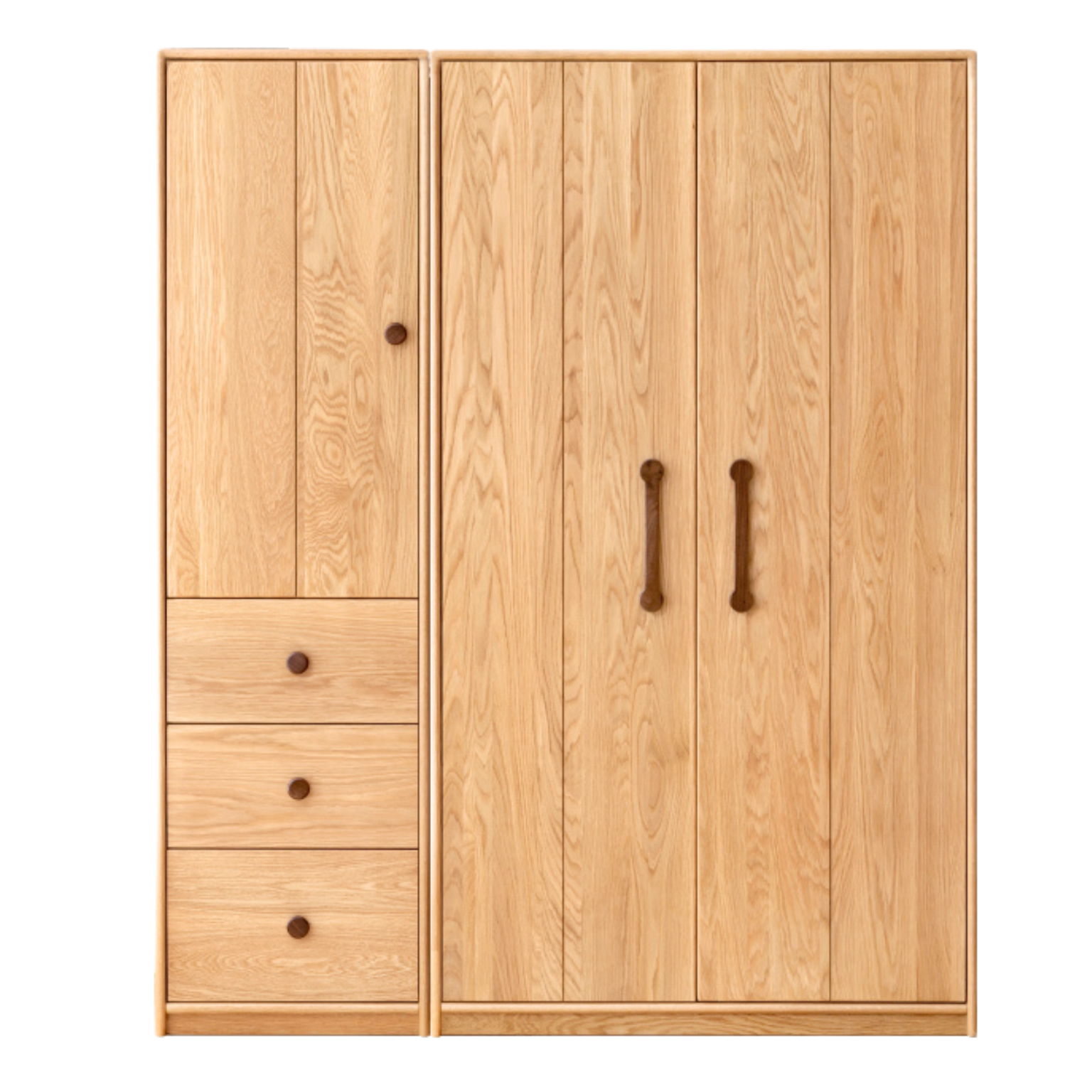 Premium Oak Solid Wood Kids Wardrobe - Multi-Functional Storage Organizer for Clothes, Toys & Books - Perfect for Bedroom, Nursery & Playroom Organization