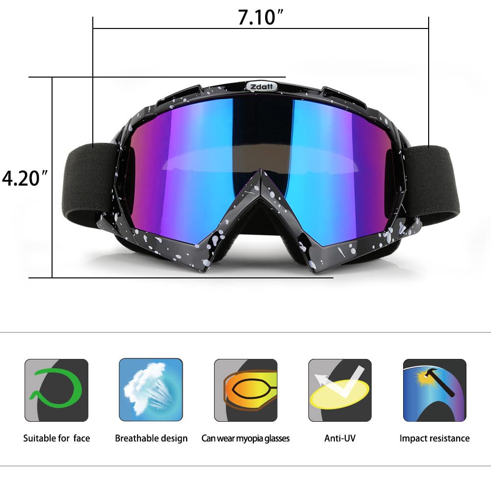 Motorcycle Goggles for Men & Women - Anti-Fog UV Protection Adjustable Tactical Riding Glasses for Dirt Bike, ATV, Motocross & Offroad - Perfect for Military, Combat & Outdoor Adventure Sports