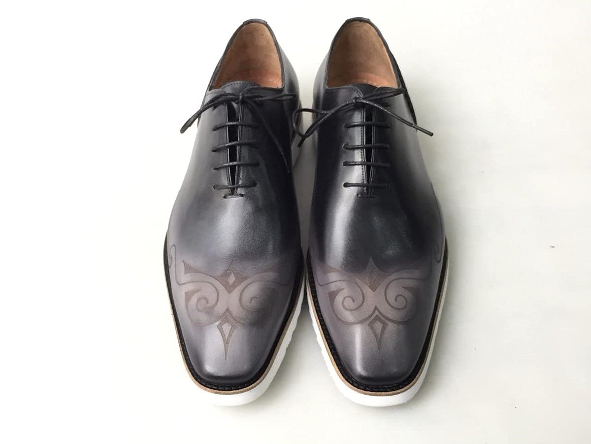 Premium TucciPolo Men's Italian Calfskin Leather Oxford Sneakers - Handcrafted Black Dress Casual Shoes for Business & Evening Wear | Comfortable & Stylish Footwear for Office, Weddings & Special Occasions
