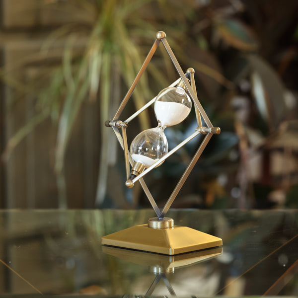 Elegant Bronzed Diamond Rotating 20 or 30 Minute Hourglass Sand Timer - Perfect for Yoga, Meditation, Board Games & Home Decor